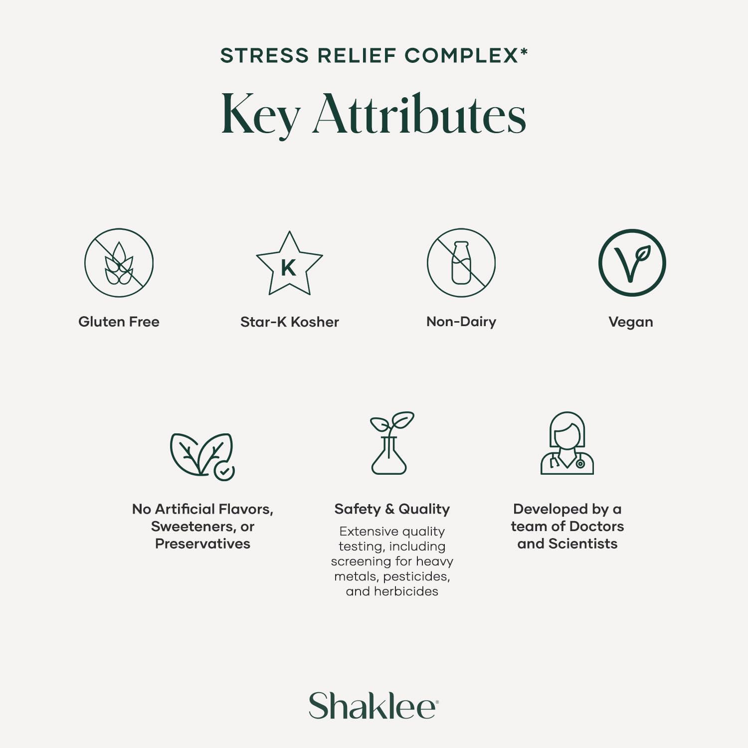 Shaklee Stress Relief Complex bottle side shows easy daily routine.