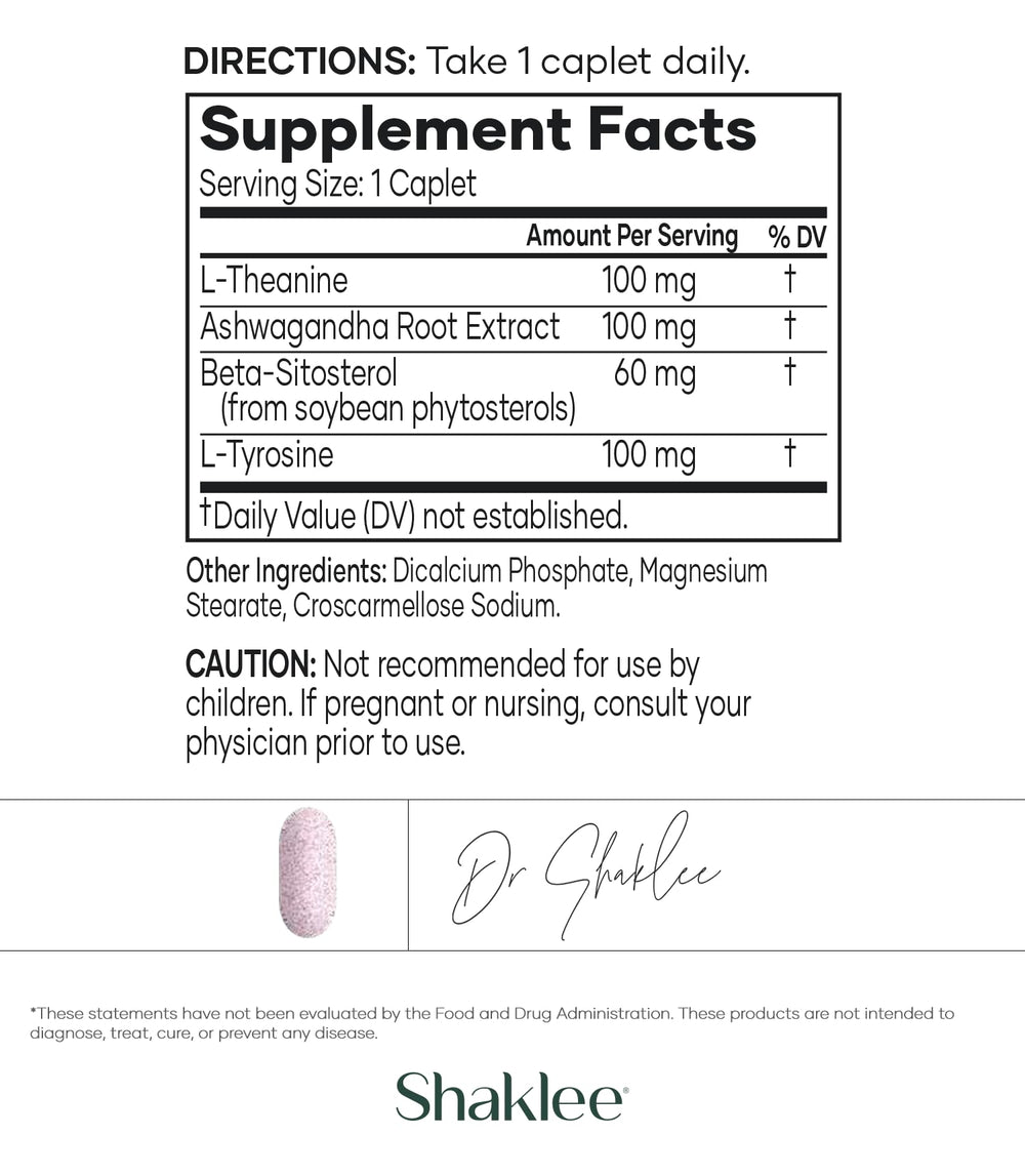 Shaklee Stress Relief Complex caplet—one daily capsule for non-drowsy calm.