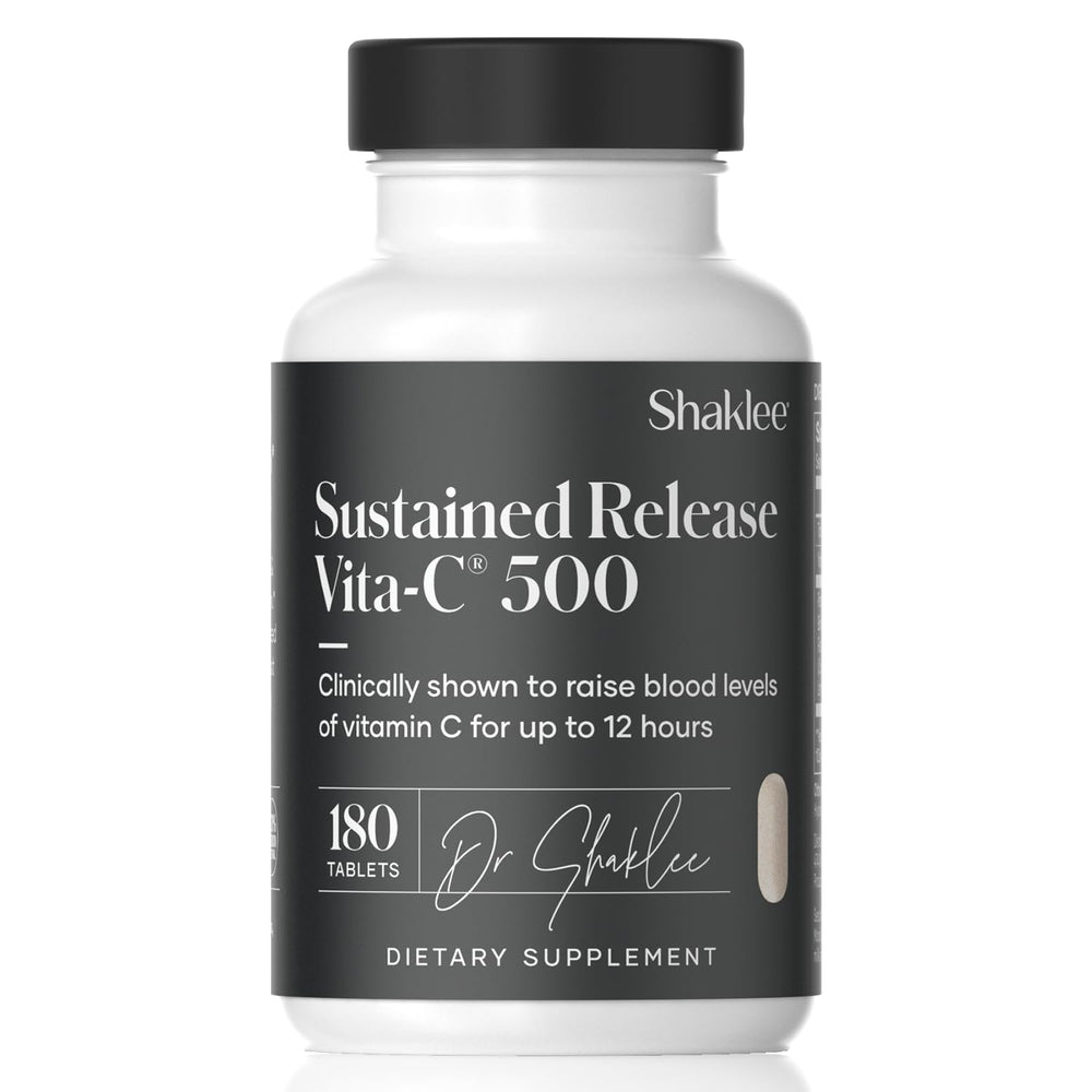 Shaklee Sustained-Release Vita-C 500mg bottle front view highlighting immune support