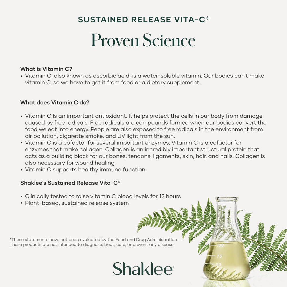 Shaklee Vita-C 500mg bottle label with skin and eye health emphasis