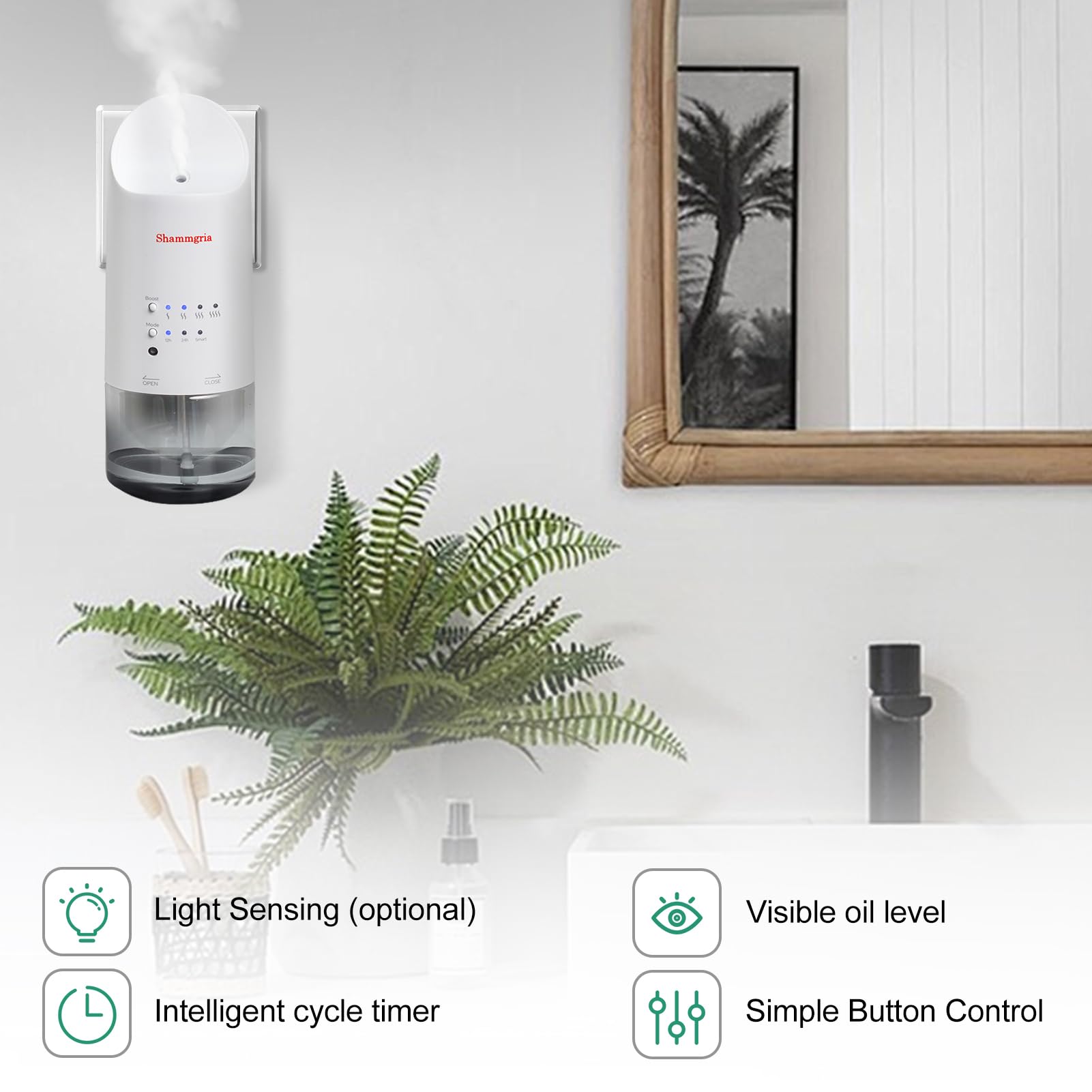 Front view of Shammgria diffuser showing sleek design and compact footprint