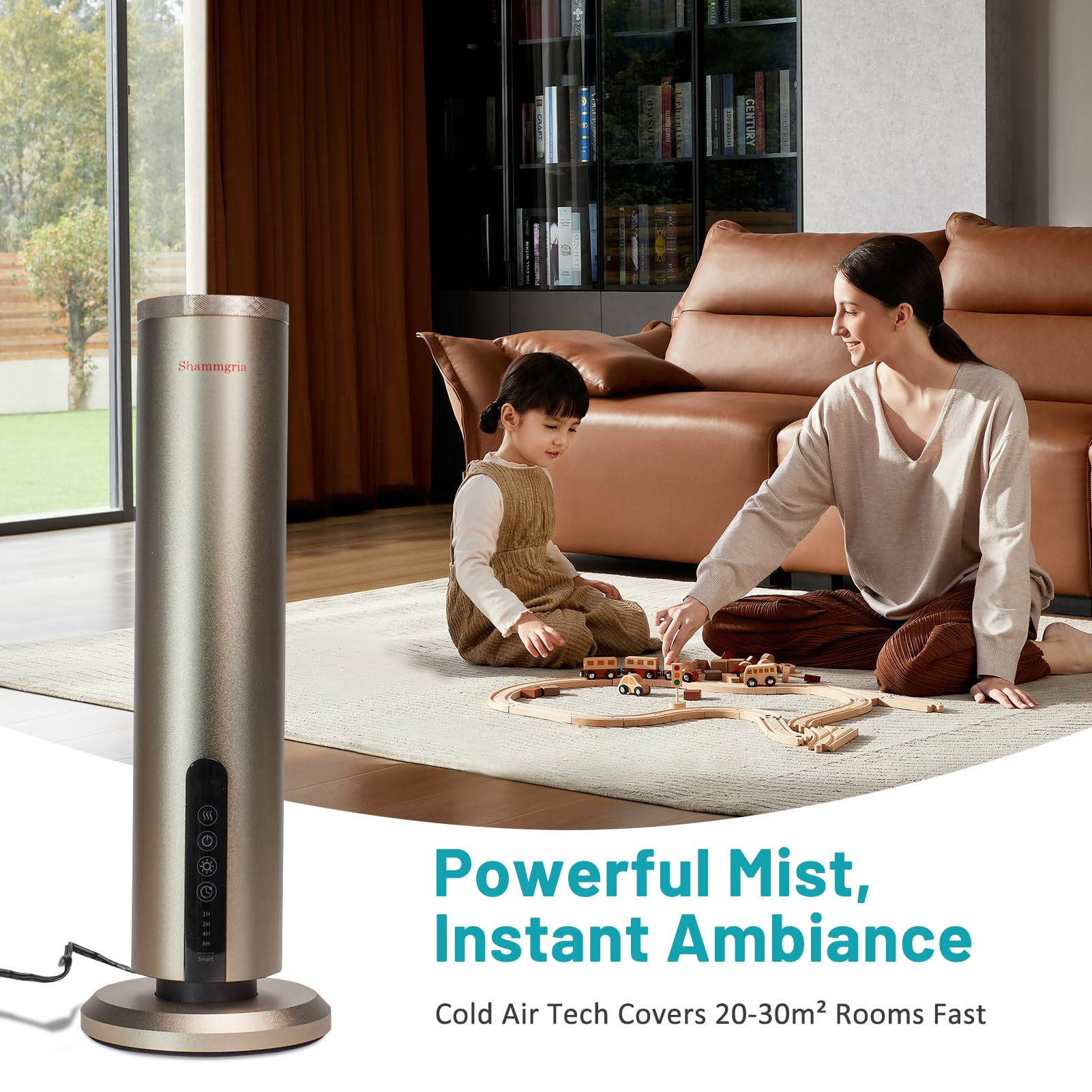 Shammgria diffuser with a modern champagne finish in a stylish room