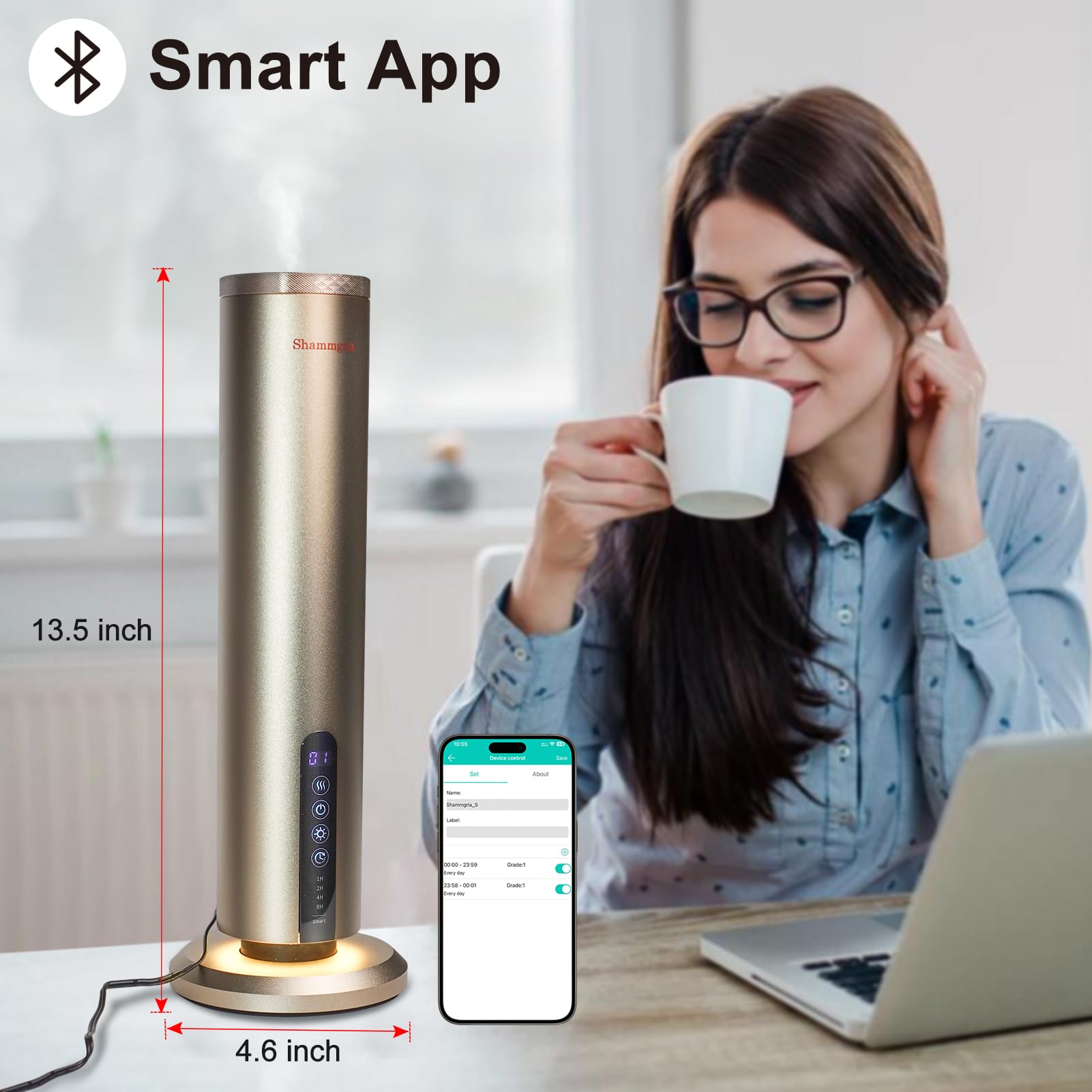 Shammgria diffuser designed for pet and kid safe homes in action