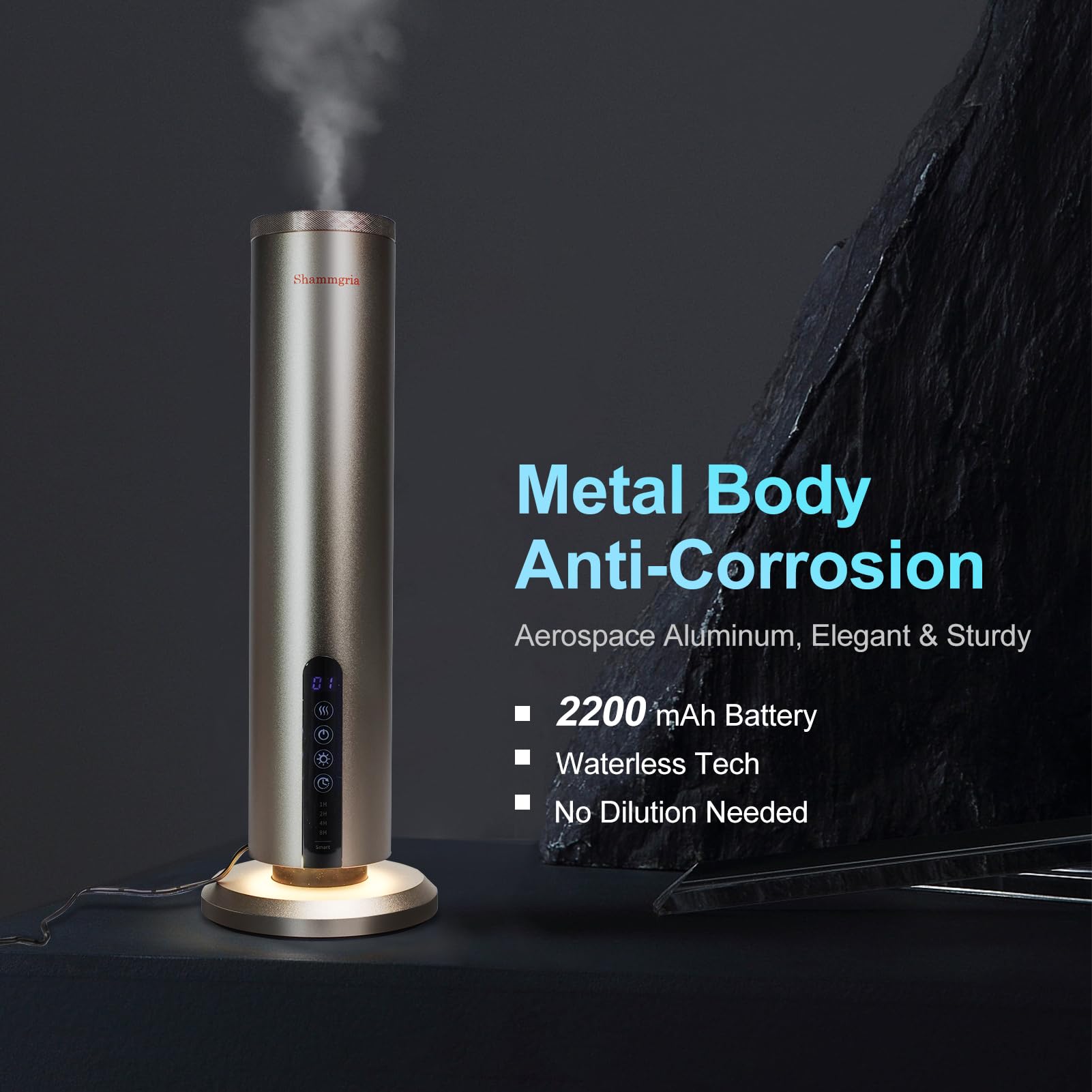 Shammgria waterless diffuser showing clean loop without water residue