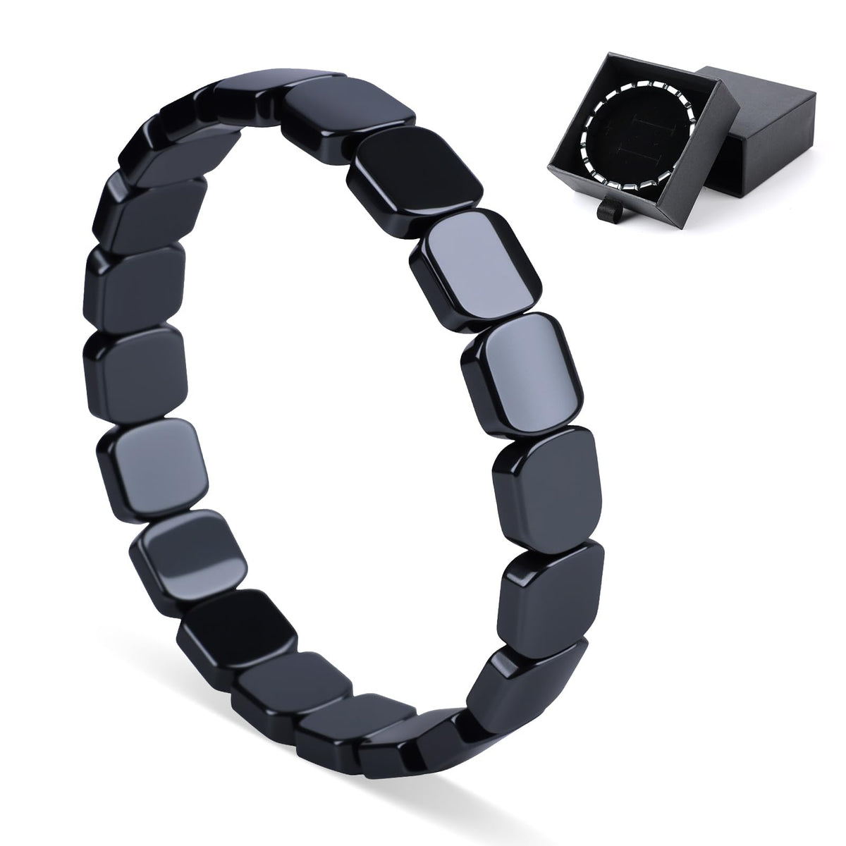 SHANGFEI Hematite bracelet for men with square beads for versatile daily wear.