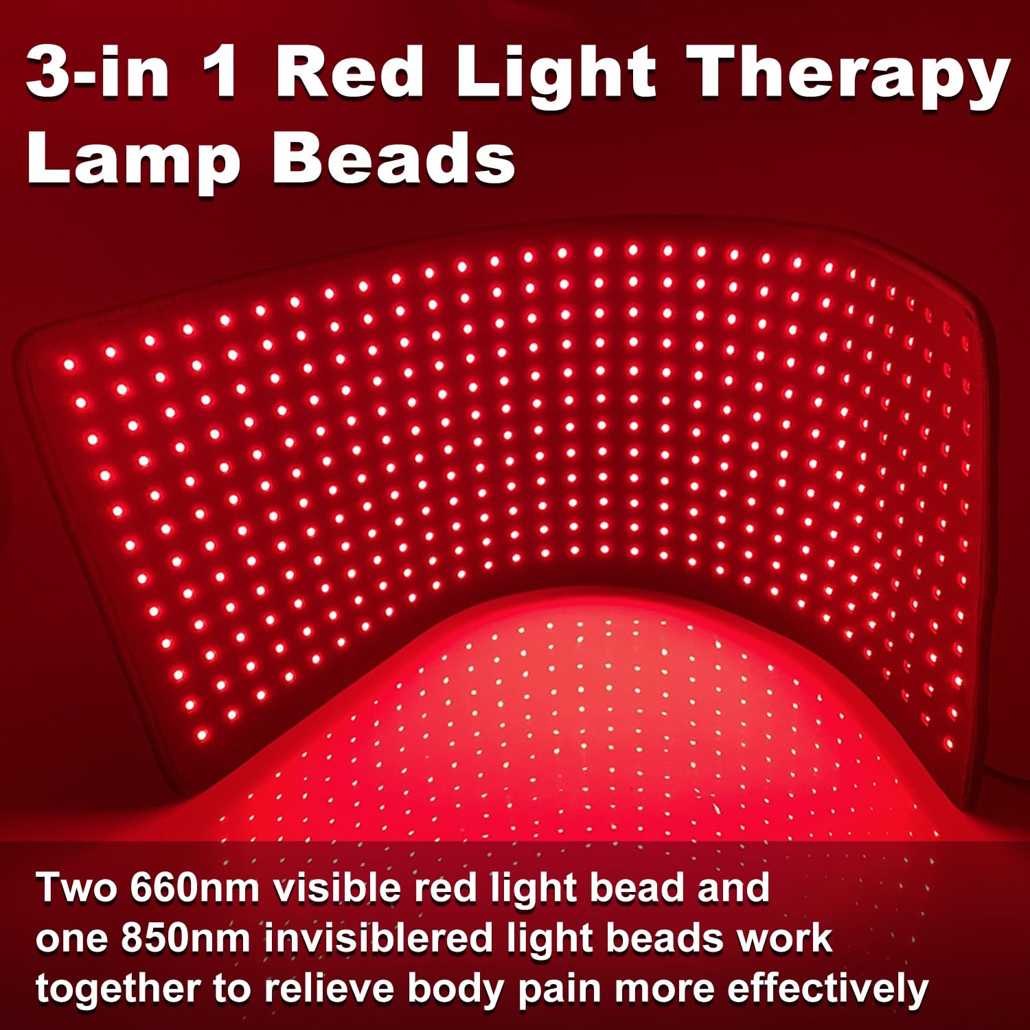 Shanglaite red light therapy belt back view showing large mat for wide coverage.