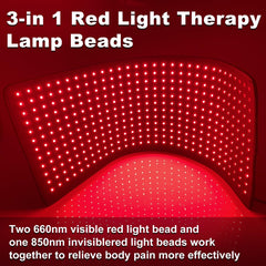 Shanglaite red light therapy belt back view showing large mat for wide coverage.