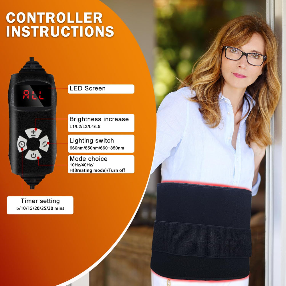 Waist-wearable therapy belt in action for convenient use during daily routine.