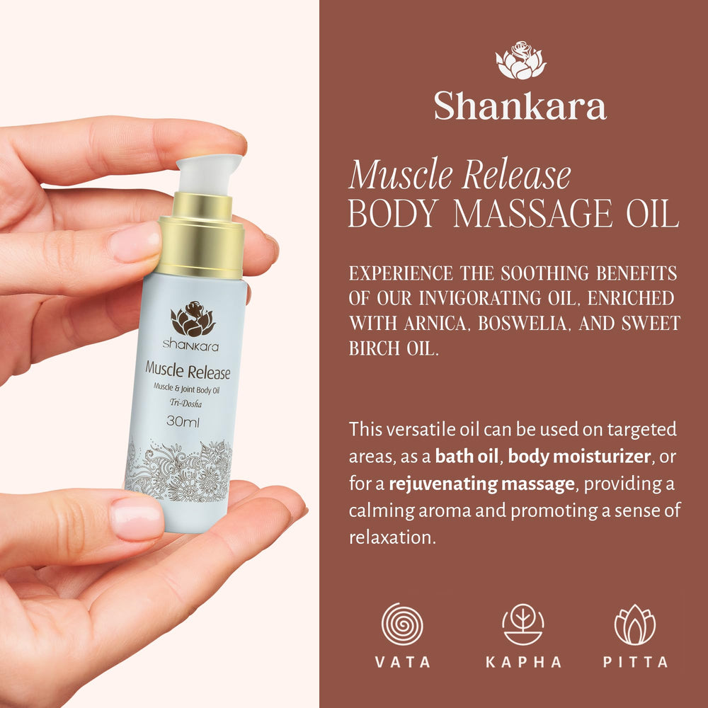 Shankara body massage oil applied on skin for relaxation and daily moisture.