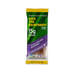 SHANTI BAR Vitality Mexican Chocolate Mulberry front view, protein-packed plant snack for active days