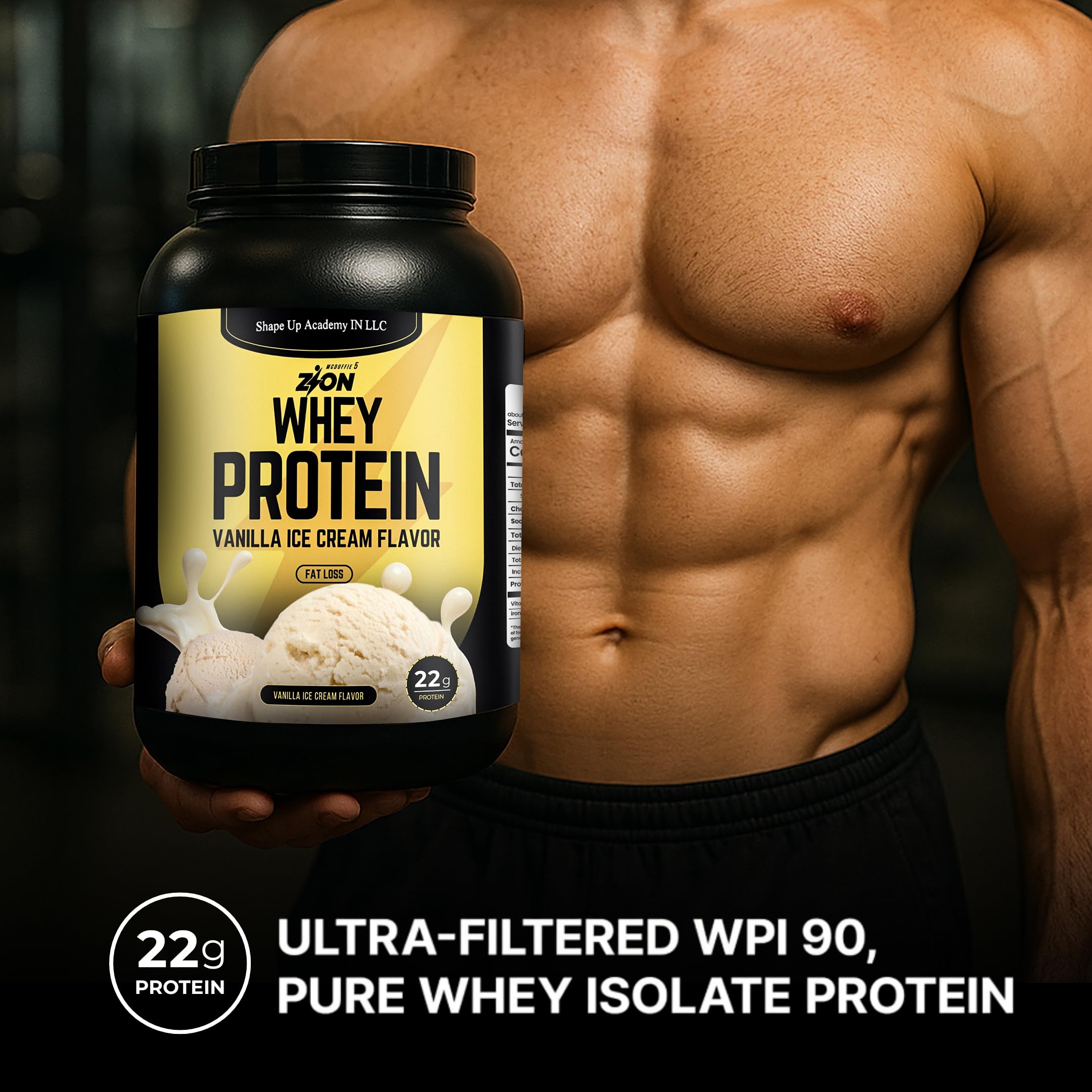 Shape Up whey protein scoop pouring into a shake for quick, smooth fueling after training