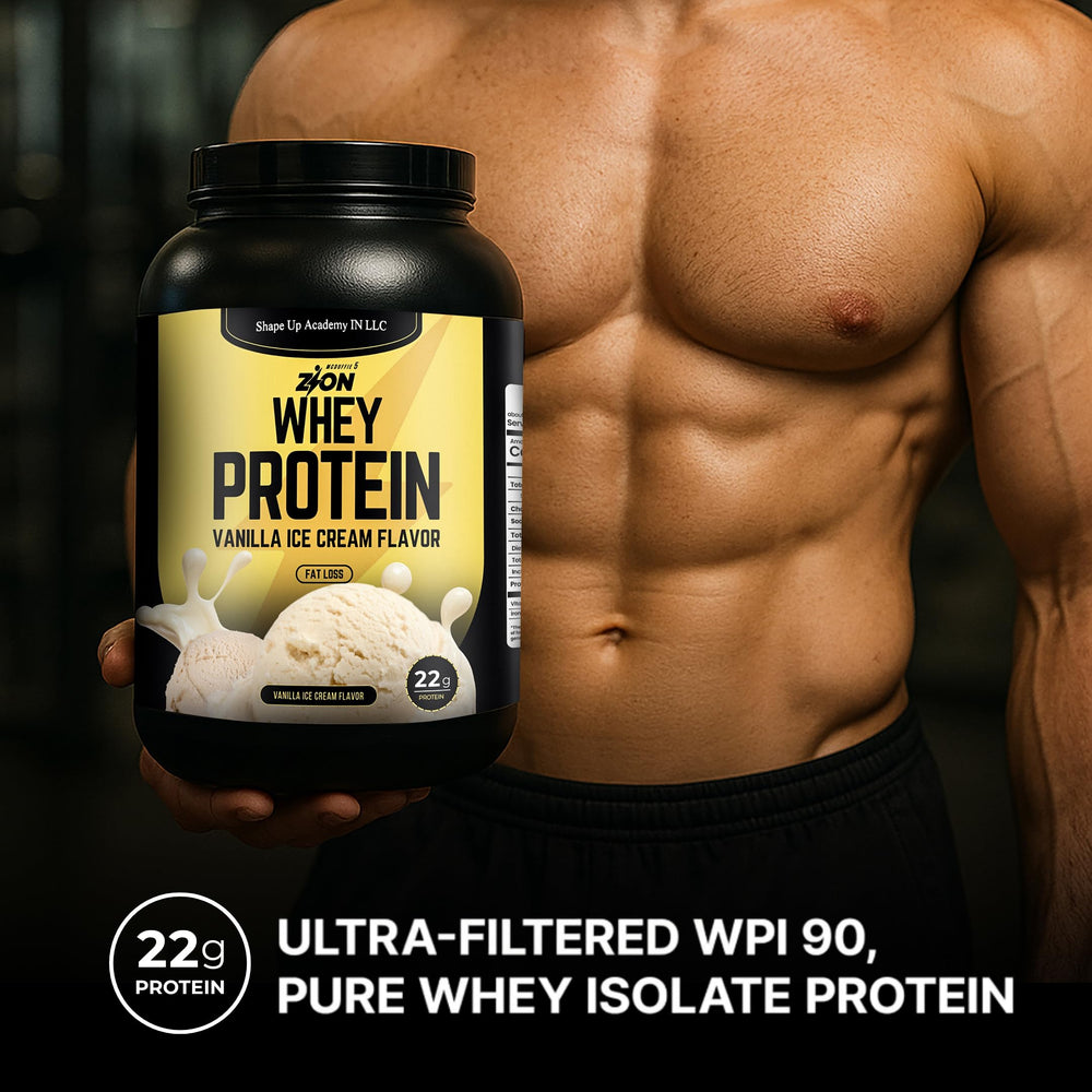 Shape Up whey protein scoop pouring into a shake for quick, smooth fueling after training
