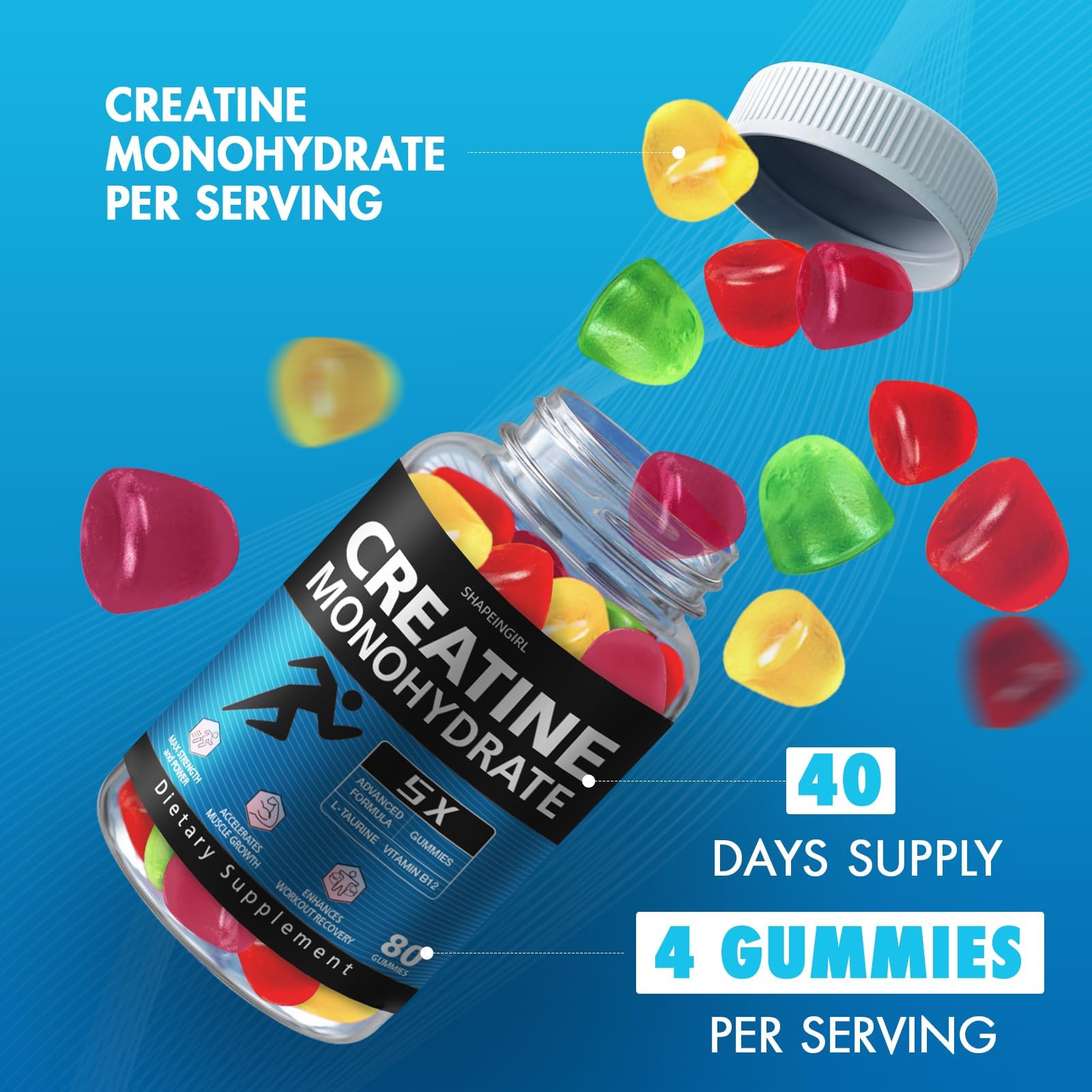 Shapeingirl Creatine Gummies in active lifestyle scene for post-workout recovery