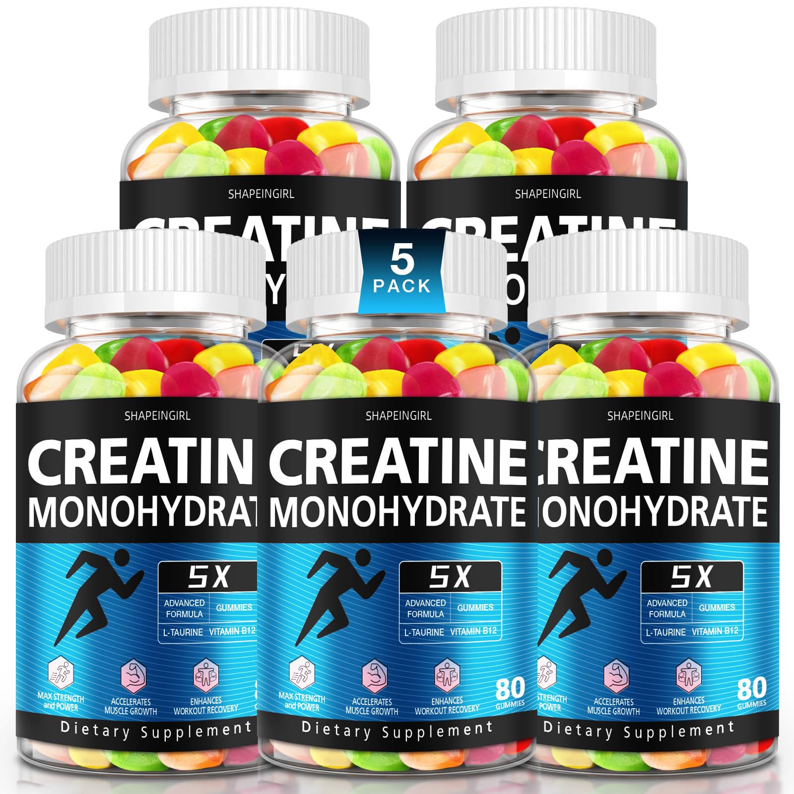 SHAPEINGIRL Creatine Gummies bottle for easy daily supplementation.