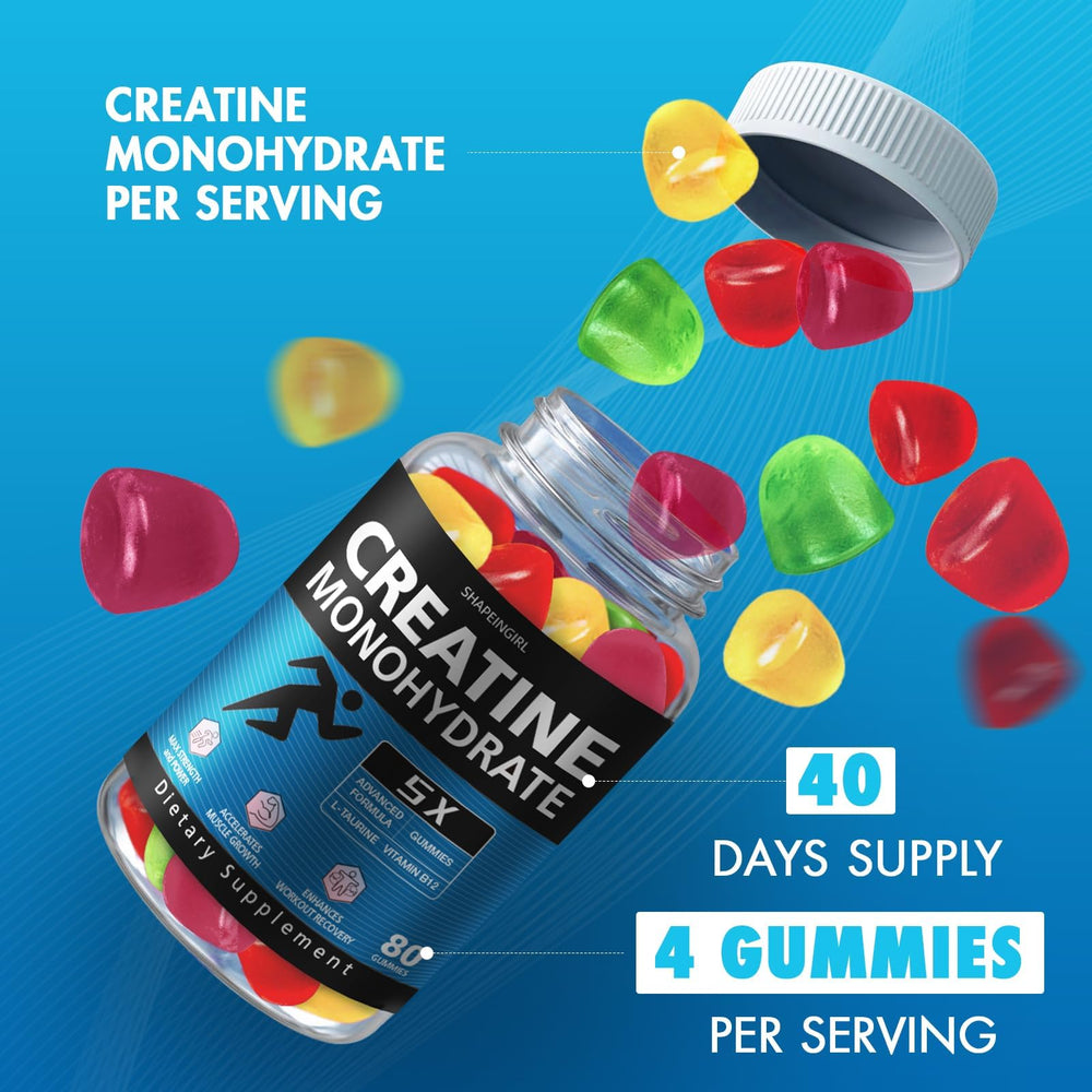 SHAPEINGIRL Creatine Gummies jar on shelf signals reliable, ready-to-use supplement.