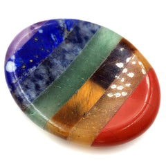 SHARKOOO thumb worry stone in oval shape with seven crystals for portable calm
