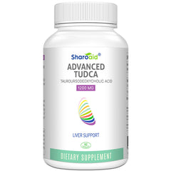 Sharoaid TUDCA bottle front view for daily liver support and digestive wellness.