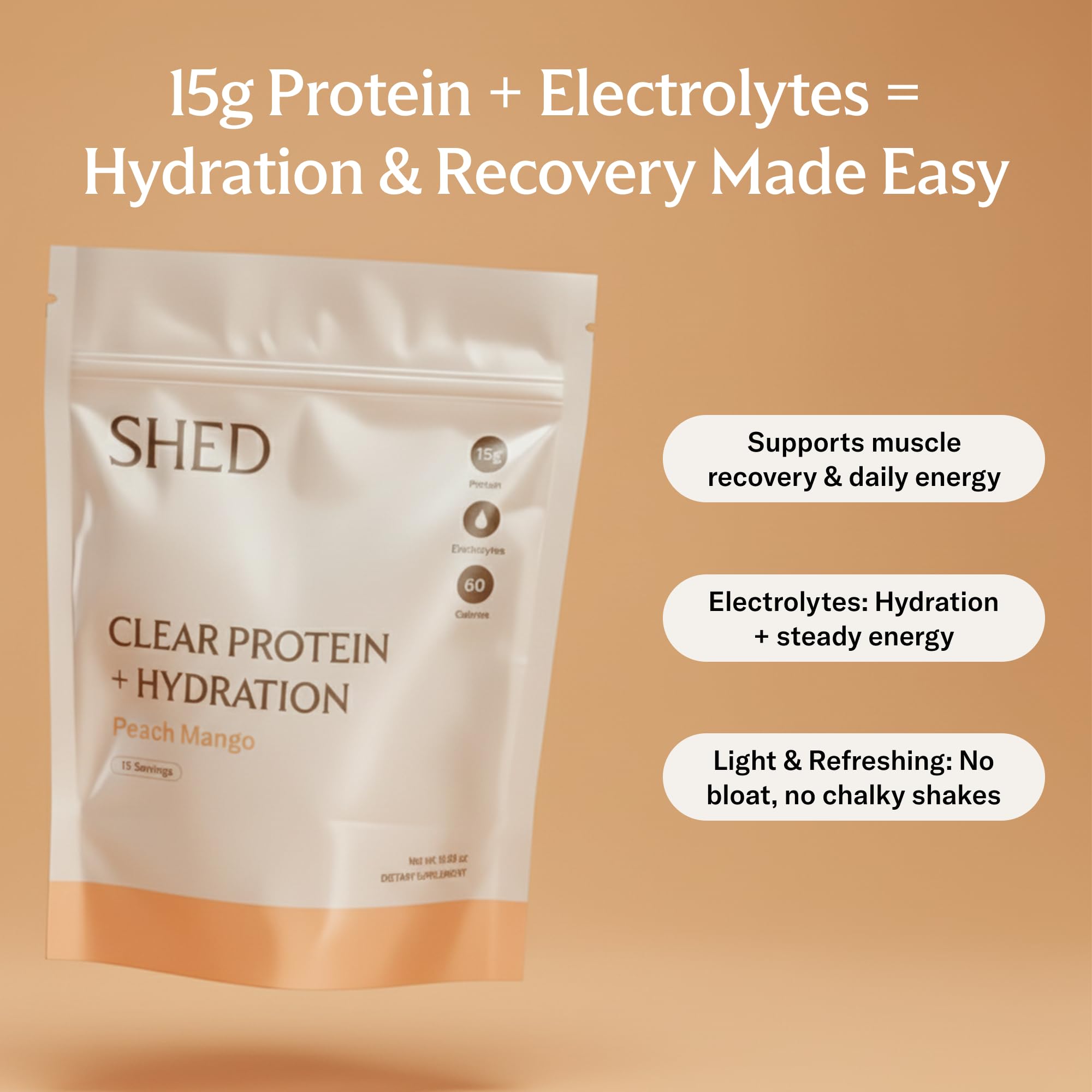 Shed Nutrition Clear Protein electrolytes, hydration-ready drink in glass helps replenish minerals