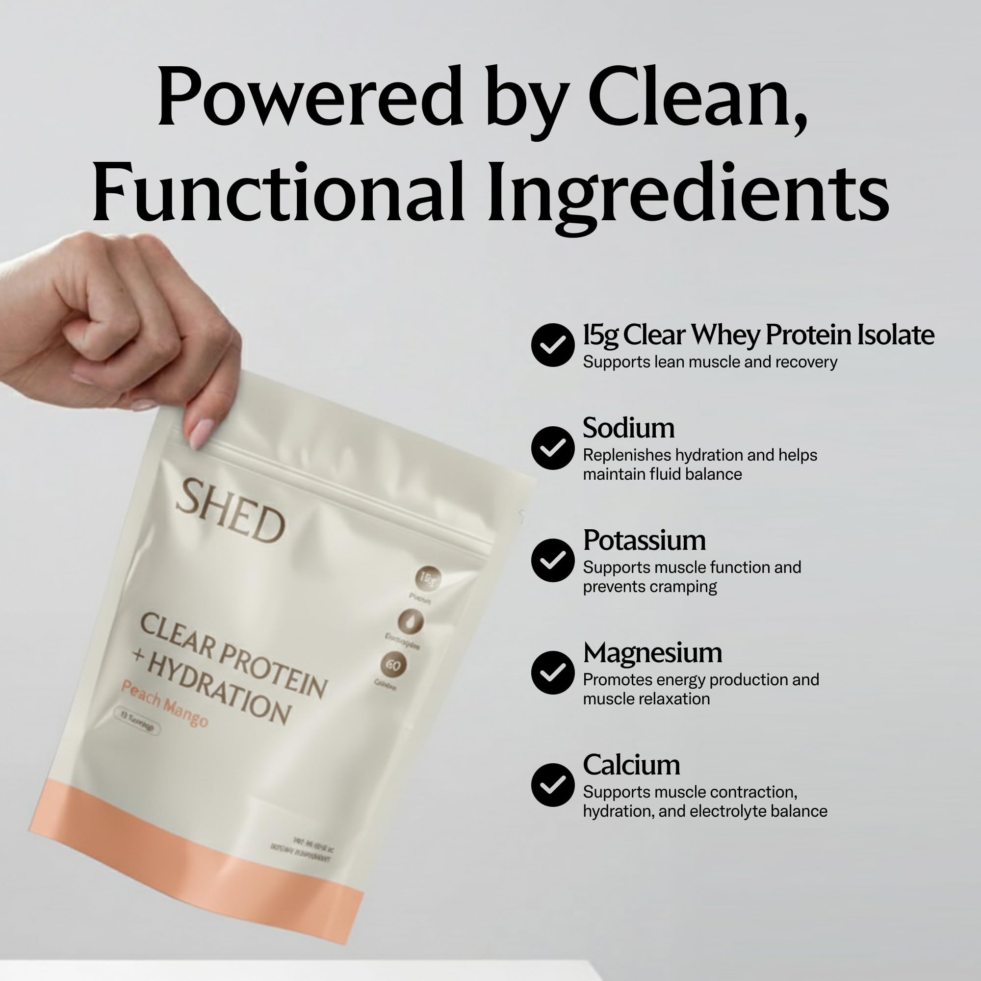 Shed Nutrition Clear Protein no-bloat texture close-up demonstrates smooth mixability