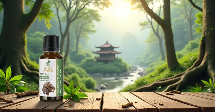 Diffuser setup with Sheer Essence Agarwood Oil releasing warm aroma