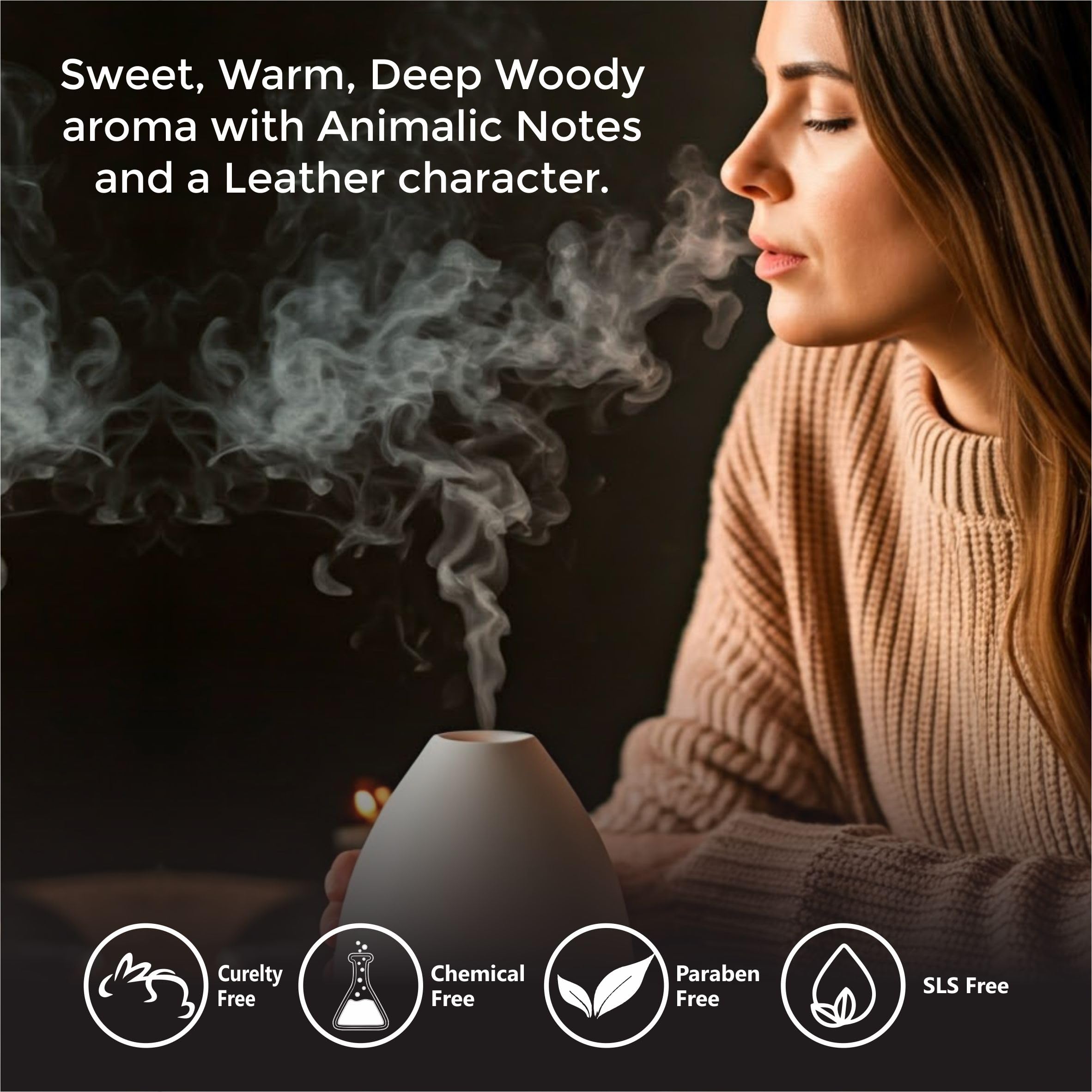 Label on Sheer Essence agarwood oil confirms therapeutic-grade quality.
