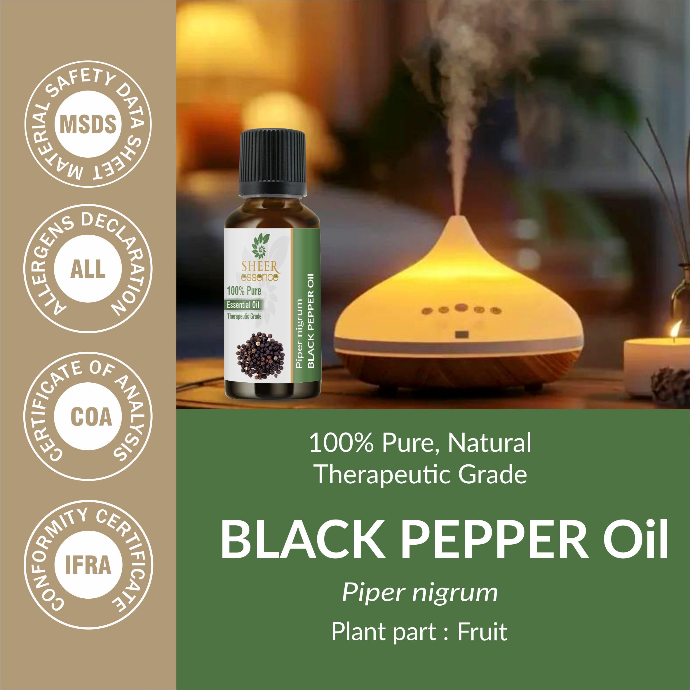 Dropper cap on Sheer Essence Black Pepper Oil enables easy precise drops.