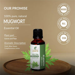 Sheer Essence Mugwort Oil amber glass bottle preserves purity and scent.