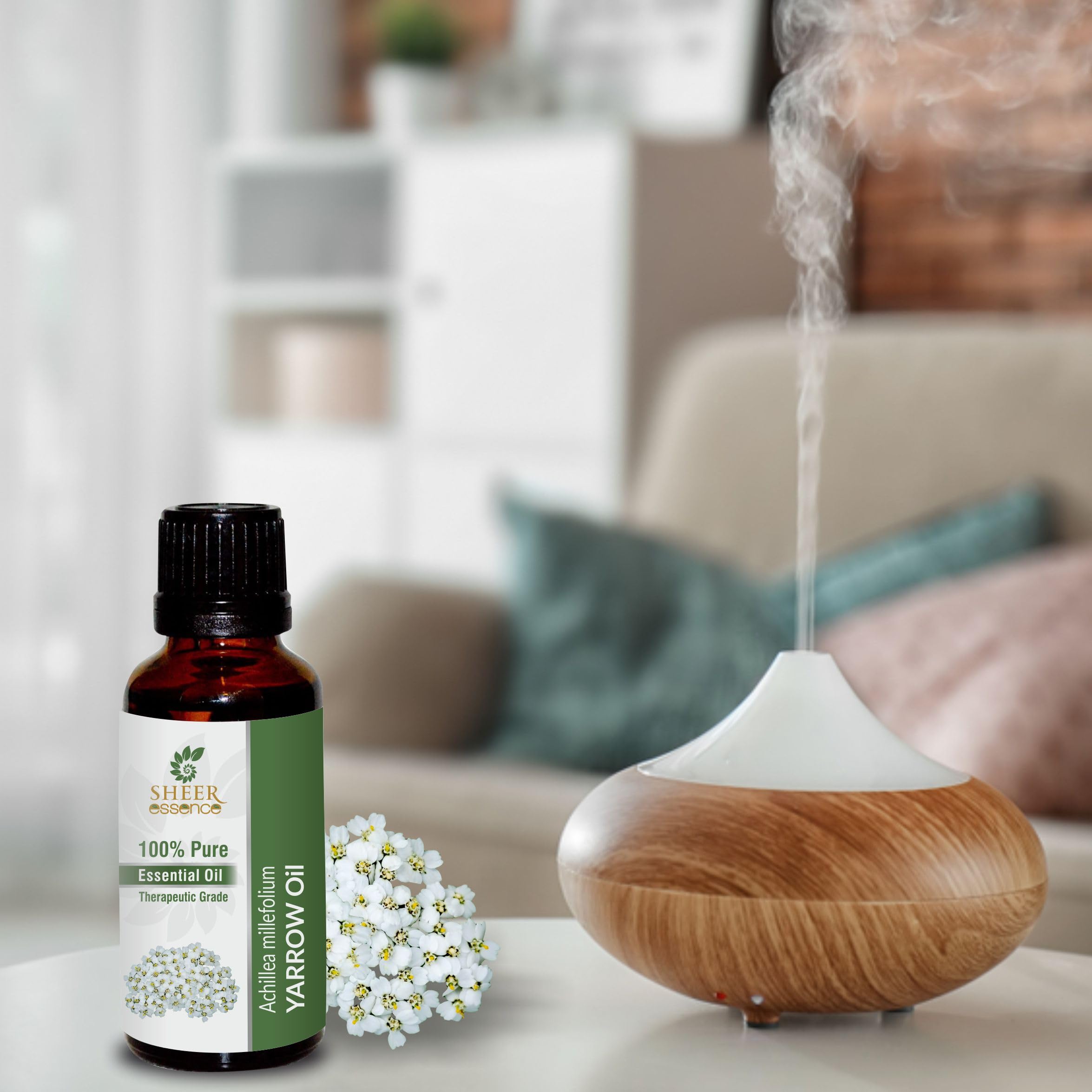 Sheer Essence Yarrow Oil packaging signals premium aromatherapy