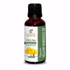 Sheer Essence Yellow Marigold Oil bottle with calm aroma for relaxation.