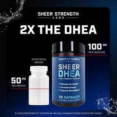 Packaging box for Sheer Strength DHEA showcases premium quality.
