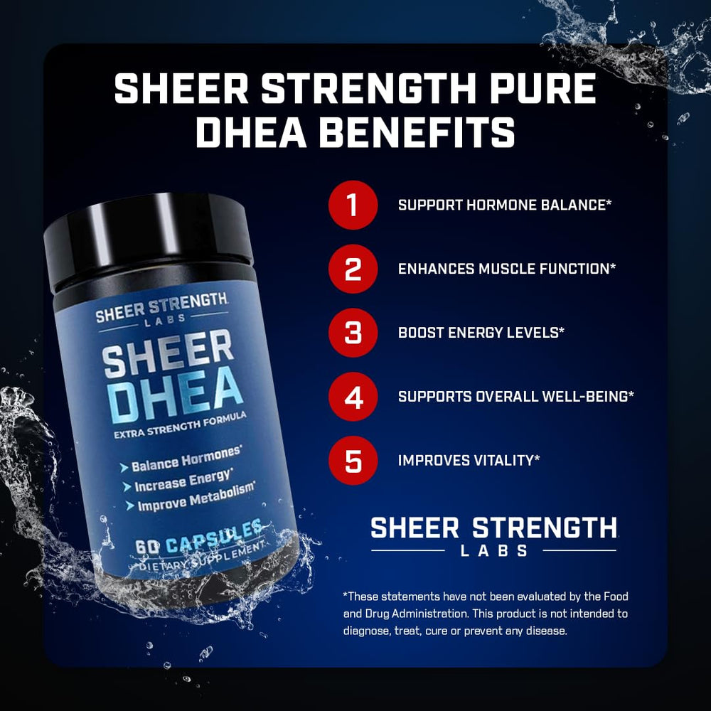Sheer Strength DHEA USA man workout scene emphasizes energy during sessions.