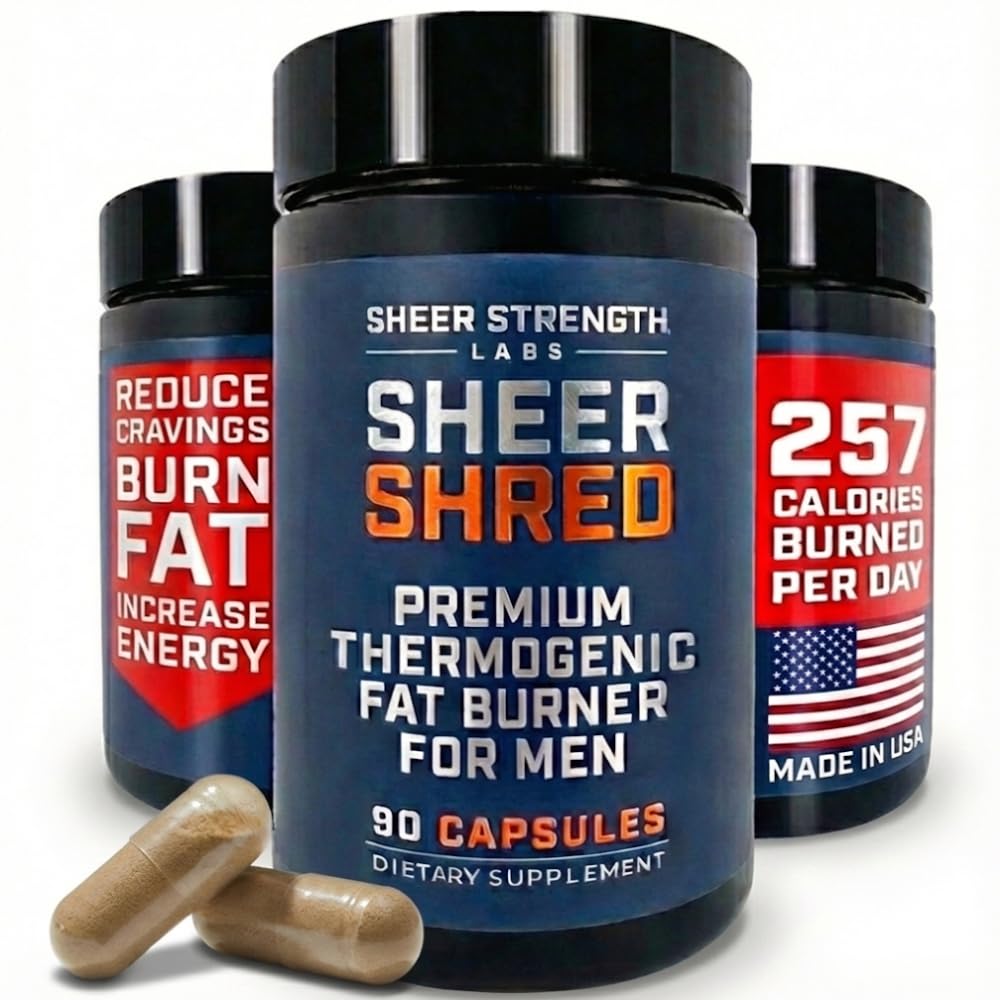 Sheer Strength Labs thermogenic bottle with energy-boosting capsules for workouts.