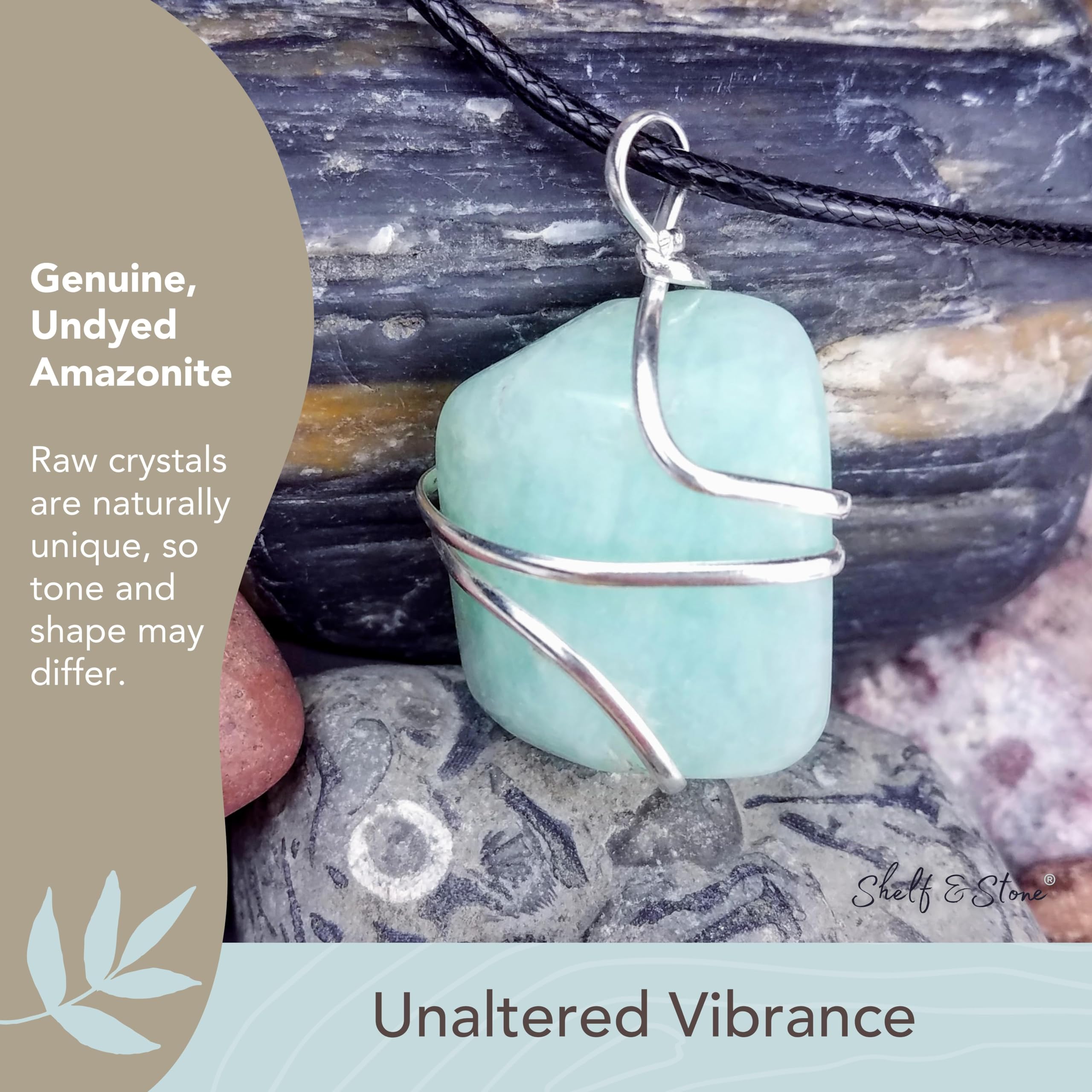 Amazonite necklace box packaging highlights gift-ready presentation from Shelf and Stone.