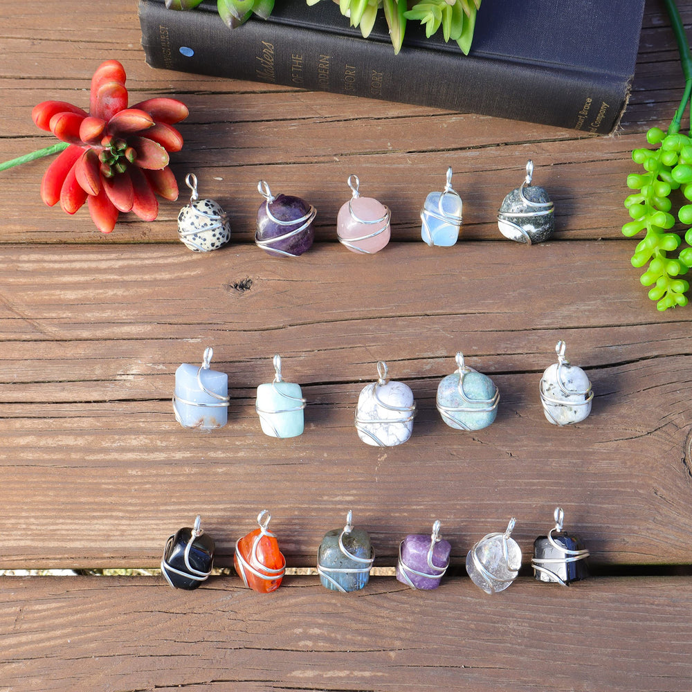 Shelf and Stone rainbow moonstone necklace worn with a casual outfit.