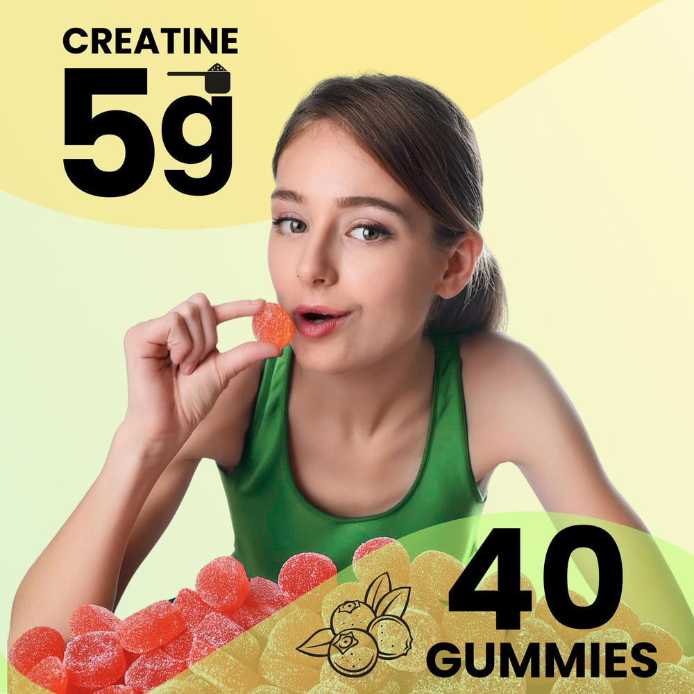 Visual emphasizing fast-absorbing Creatine Gummies from SHEVAT VITAMINS