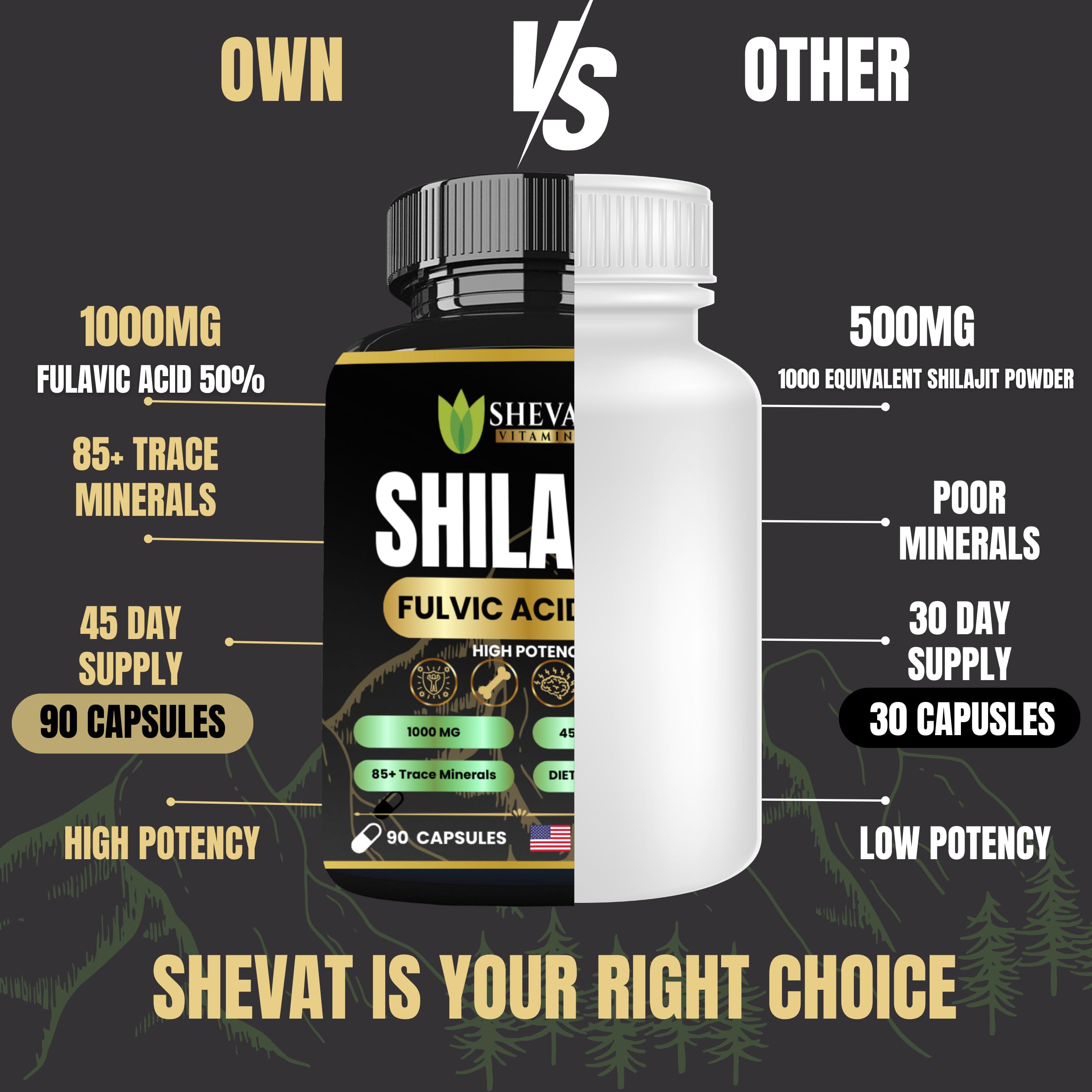 Serving suggestion with glass water and Shilajit capsules.