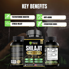 USA-made label on SHEVAT VITAMINS Shilajit capsules.
