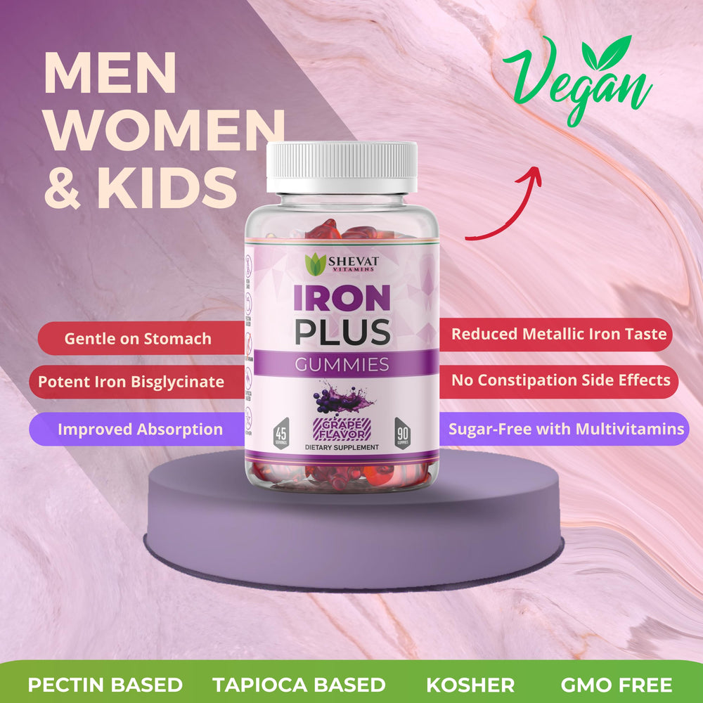 Shevat Vitamins vegan gluten-free iron label USA-made quality assurance