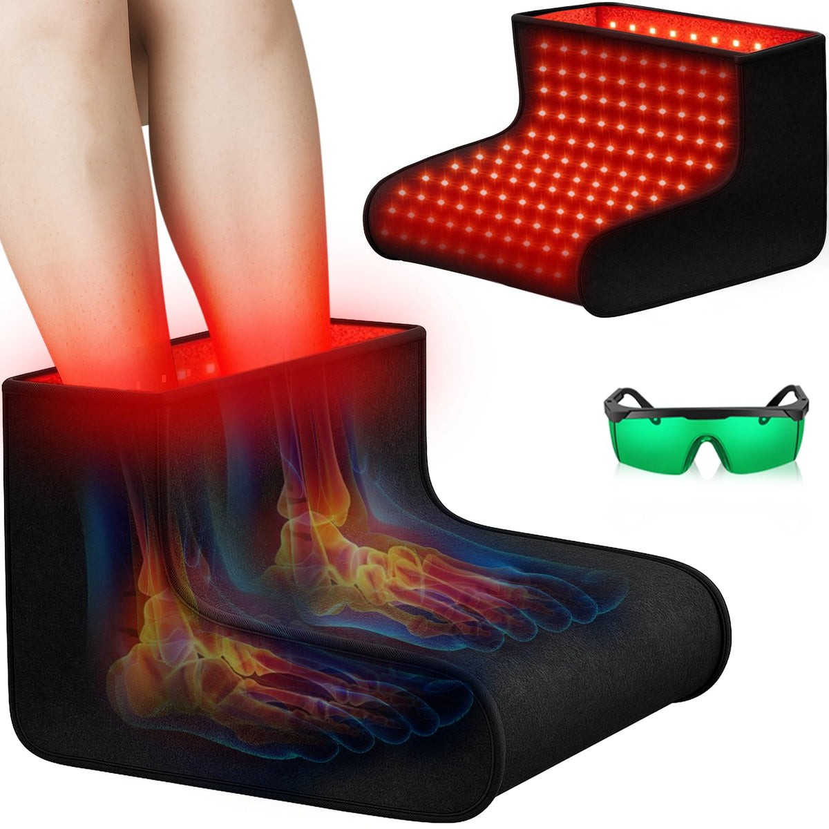 SHEVIEW red light therapy for feet pad, front view for soothing home use.
