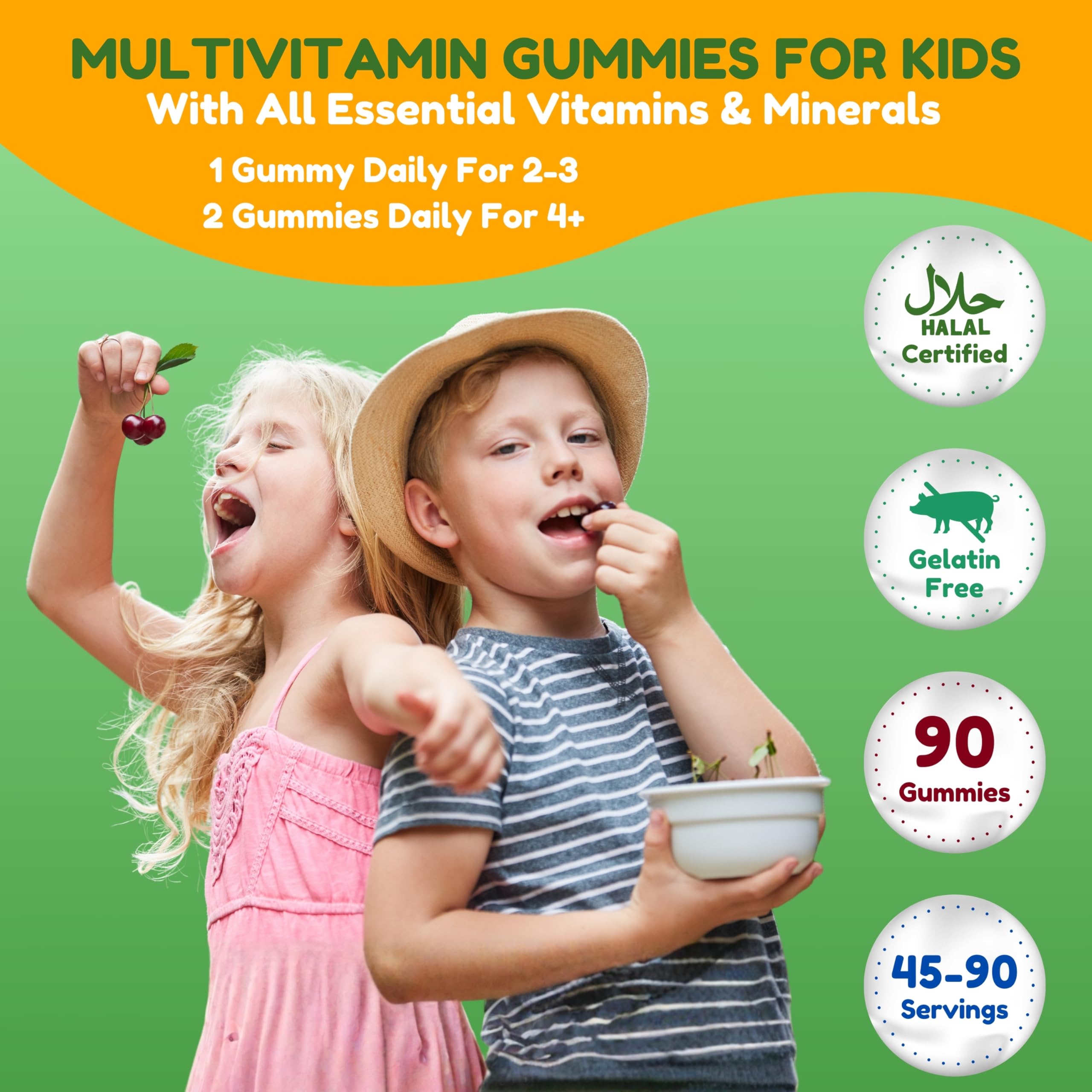 SHIFAA NUTRITION halal kids multivitamin gummies open bottle showcases easy chewables.