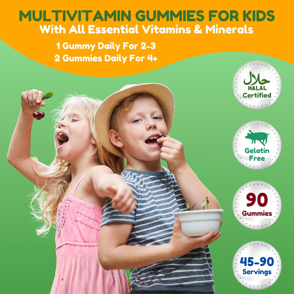SHIFAA NUTRITION halal kids multivitamin gummies open bottle showcases easy chewables.