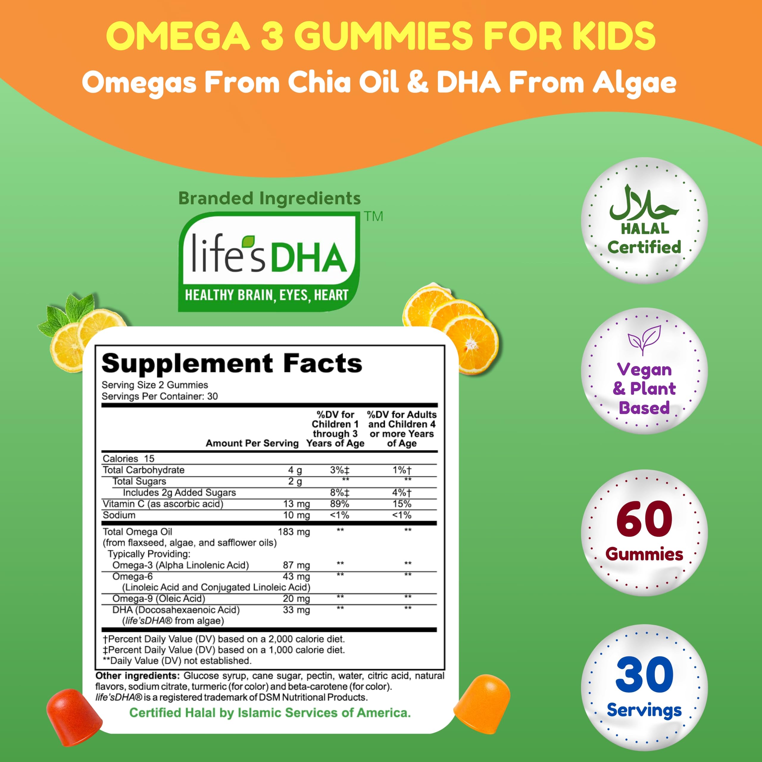SHIFAA NUTRITION DHA gummies orange flavor for immune support