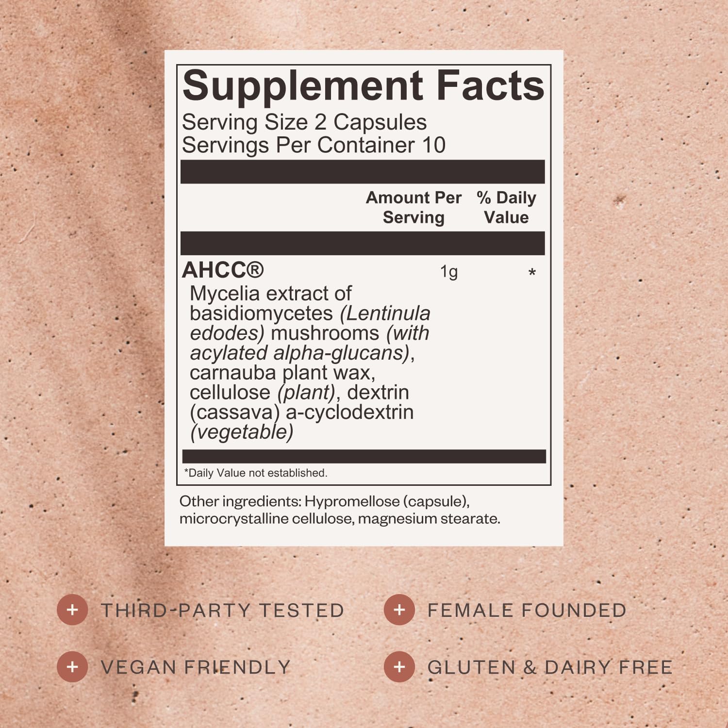 SHII AHCC ingredients image shows standardized AHCC for reliable immune support.