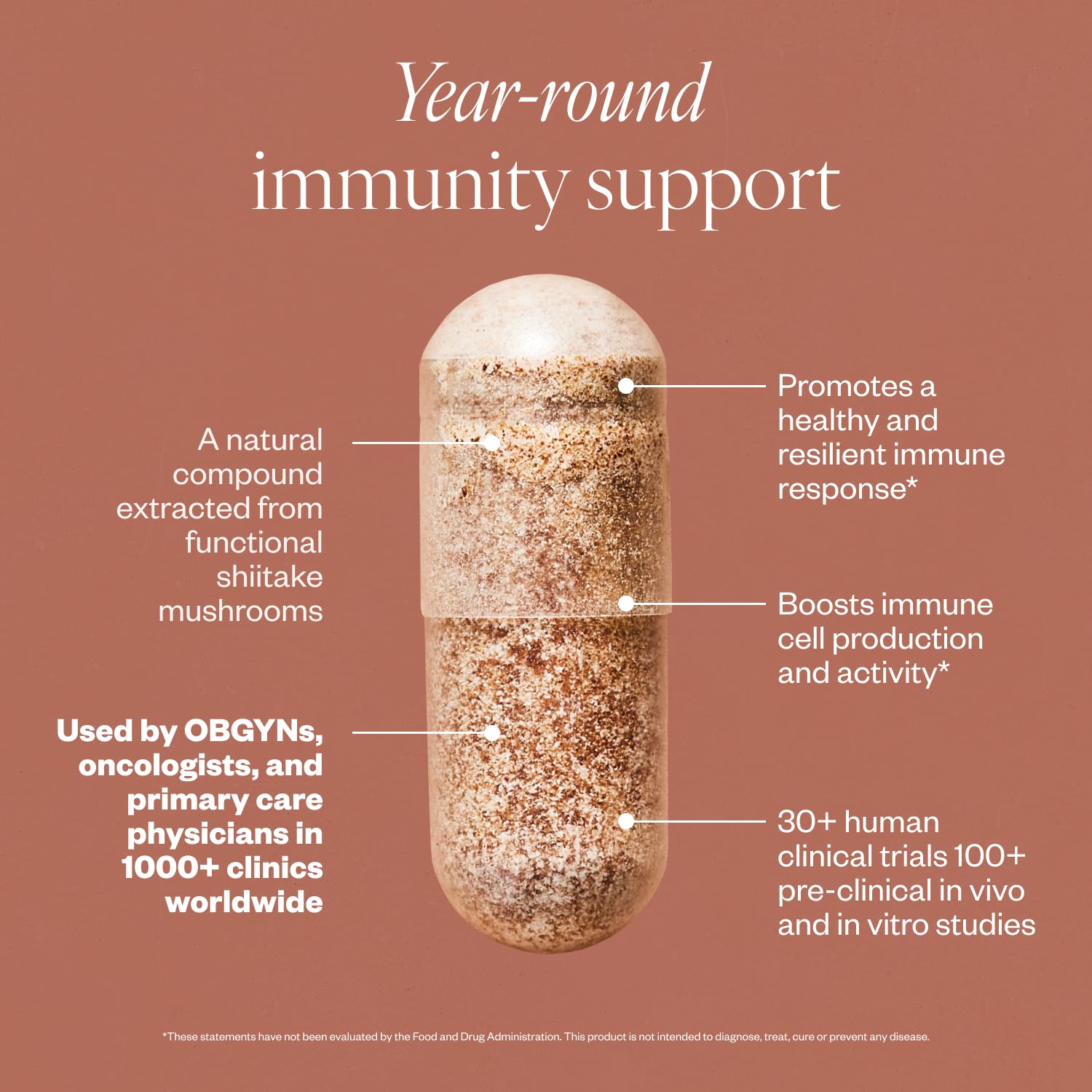 SHII AHCC vegan gluten-free label signals gentle, everyday immune support.