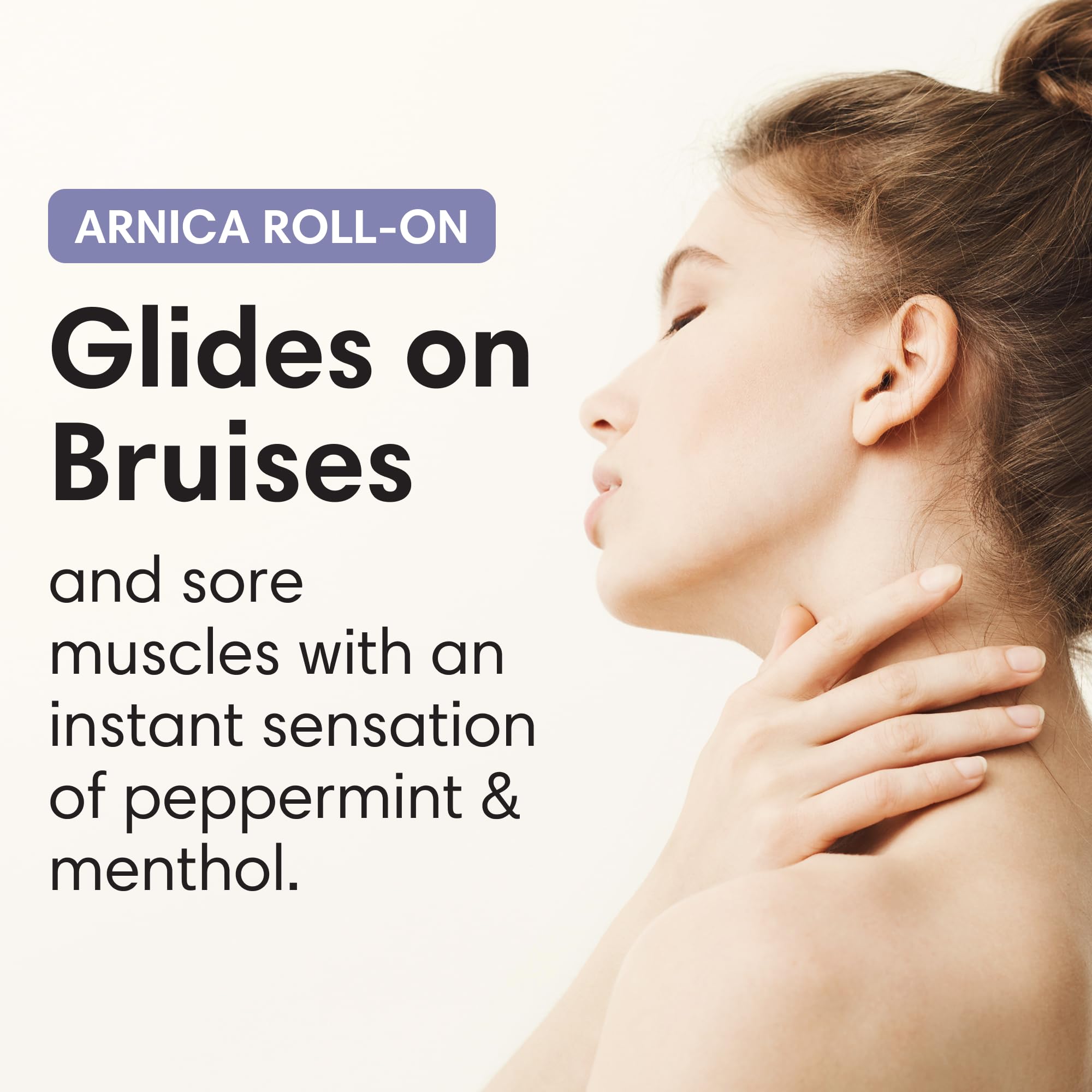 ShiKai Arnica Roll On rollerball close-up emphasizes cooling menthol for quick relief
