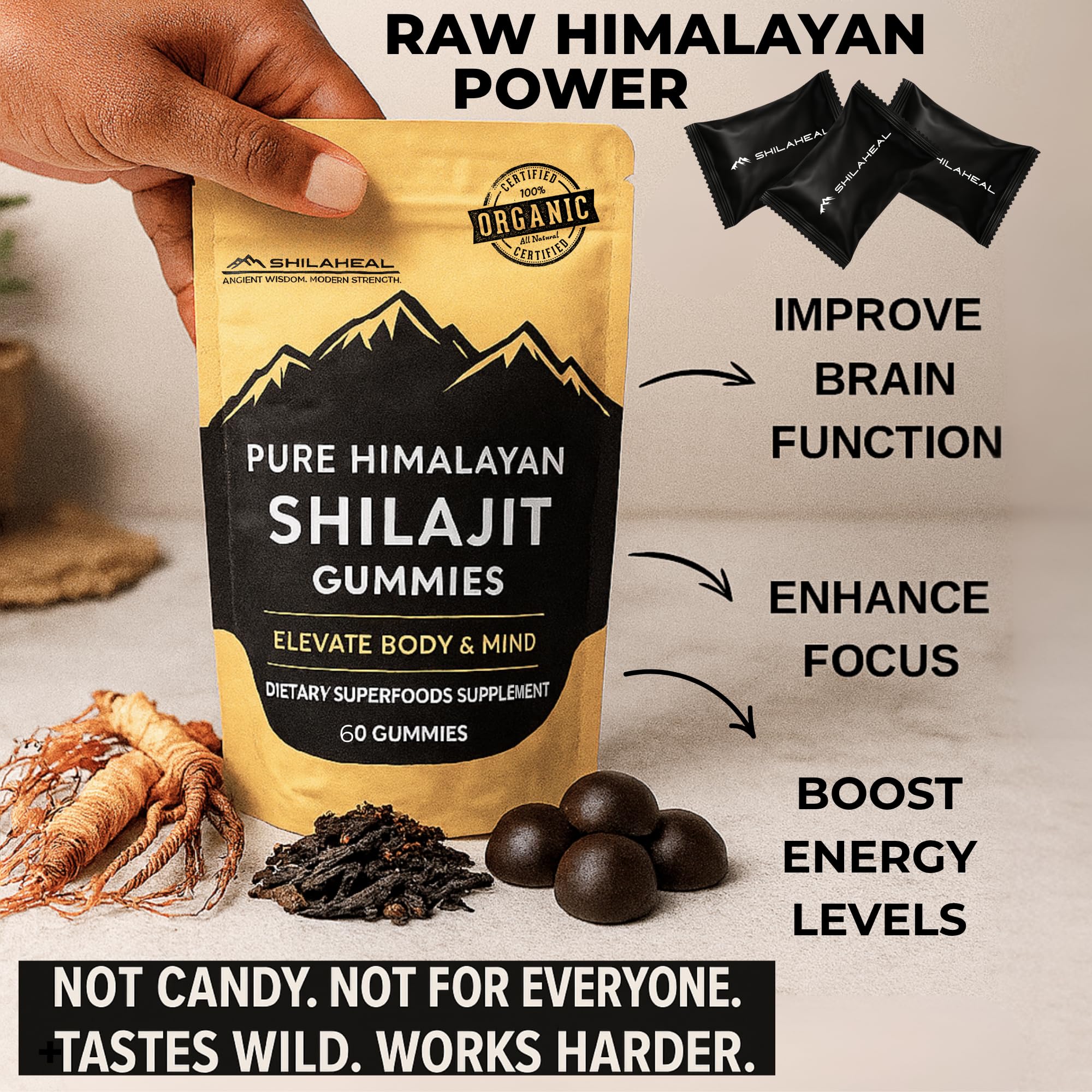 SHILAHEAL Shilajit gummies with 78 percent fulvic acid for nutrient absorption