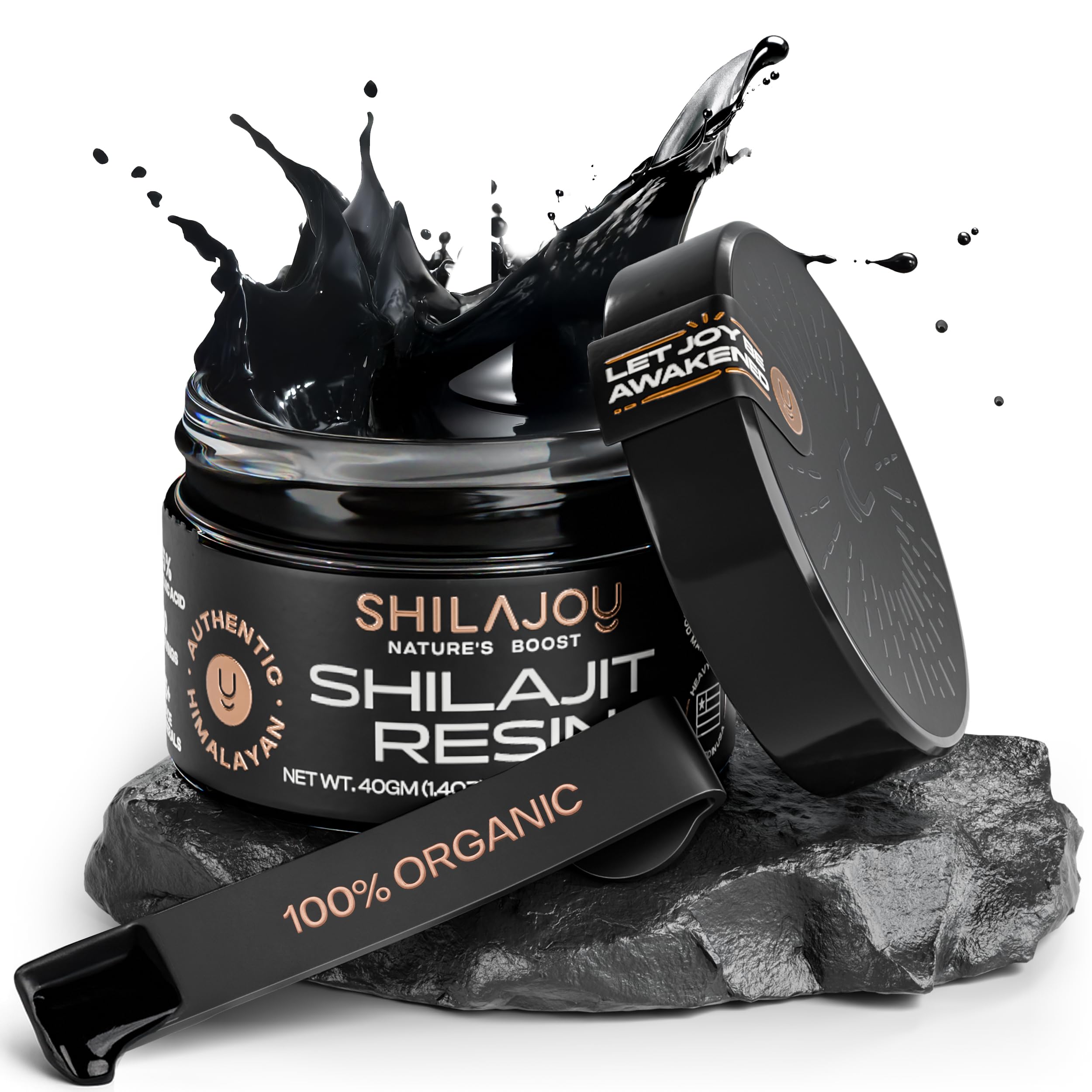 SHILAJOY Organic Shilajit Resin bottle highlights Himalayan purity and energy support