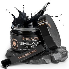 SHILAJOY Organic Shilajit Resin bottle highlights Himalayan purity and energy support
