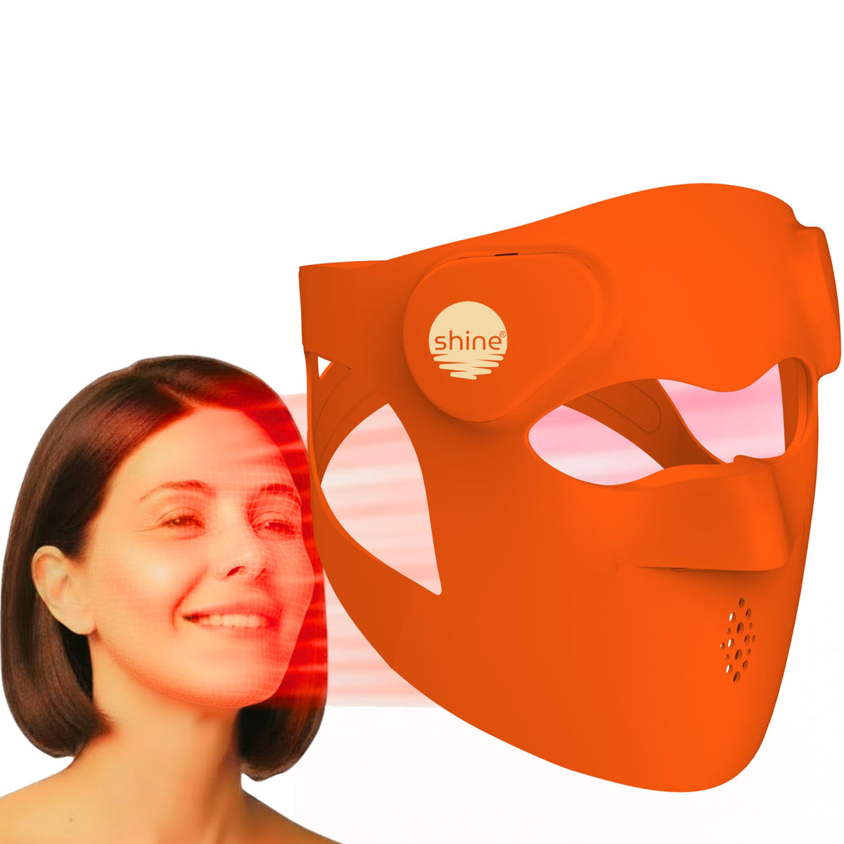 SHINE RENEW LED Face Mask worn on the face for a soothing at-home glow