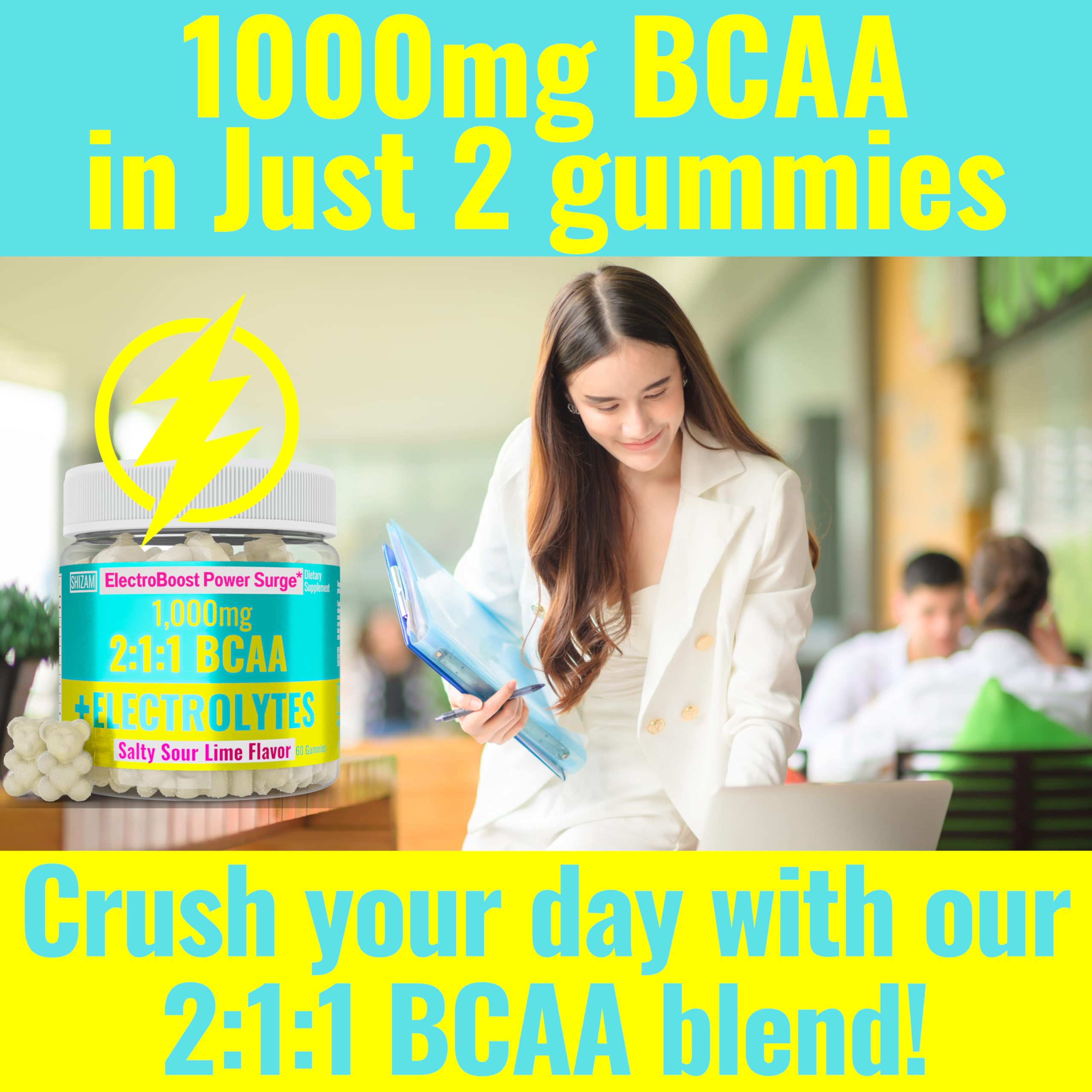 SHIZAM BCAA and electrolyte blend nutrition label detail.
